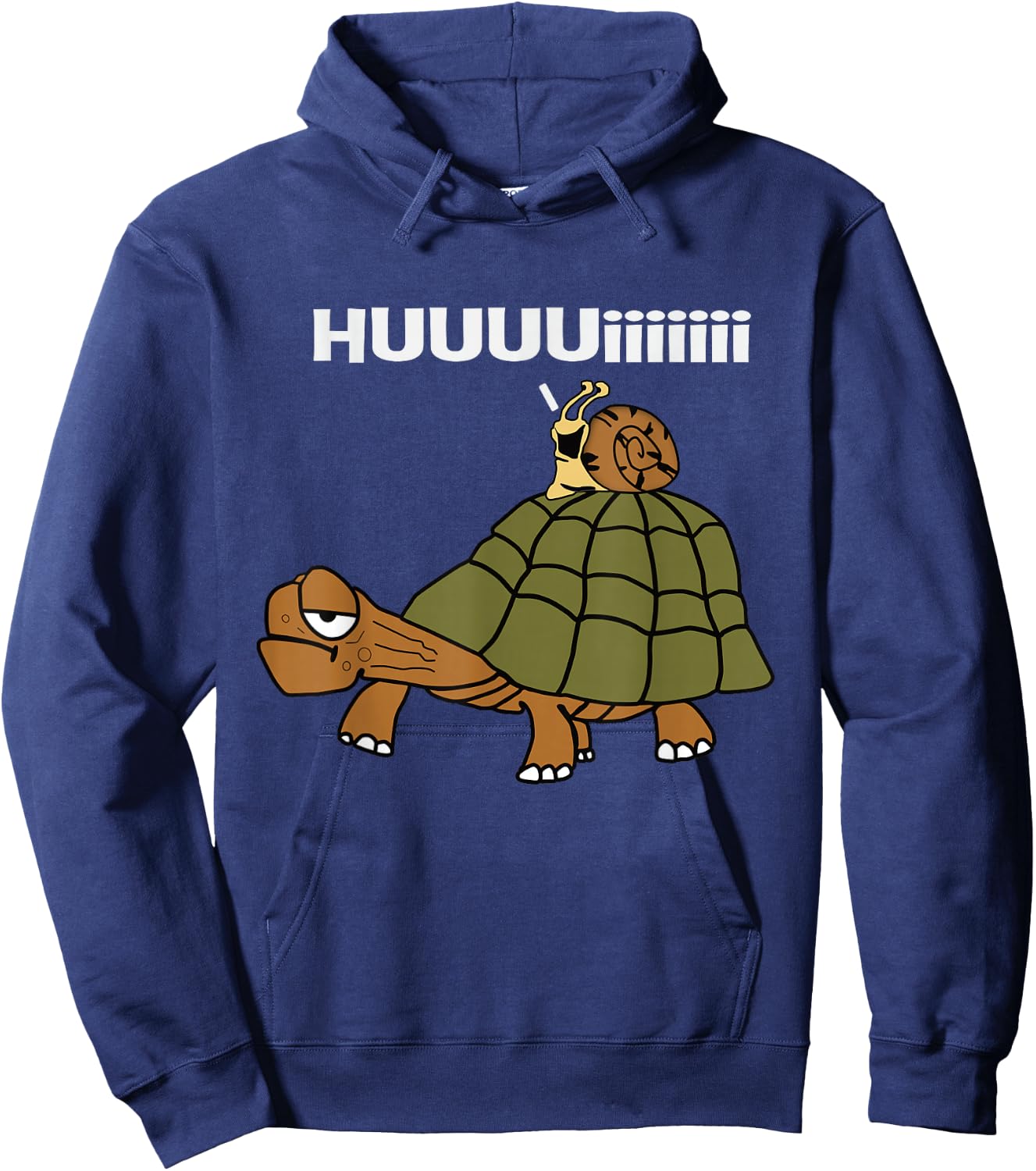 Huuuuuiiii Funny Combination Turtle / Snail , black Hoodie - Hoodie | Navy