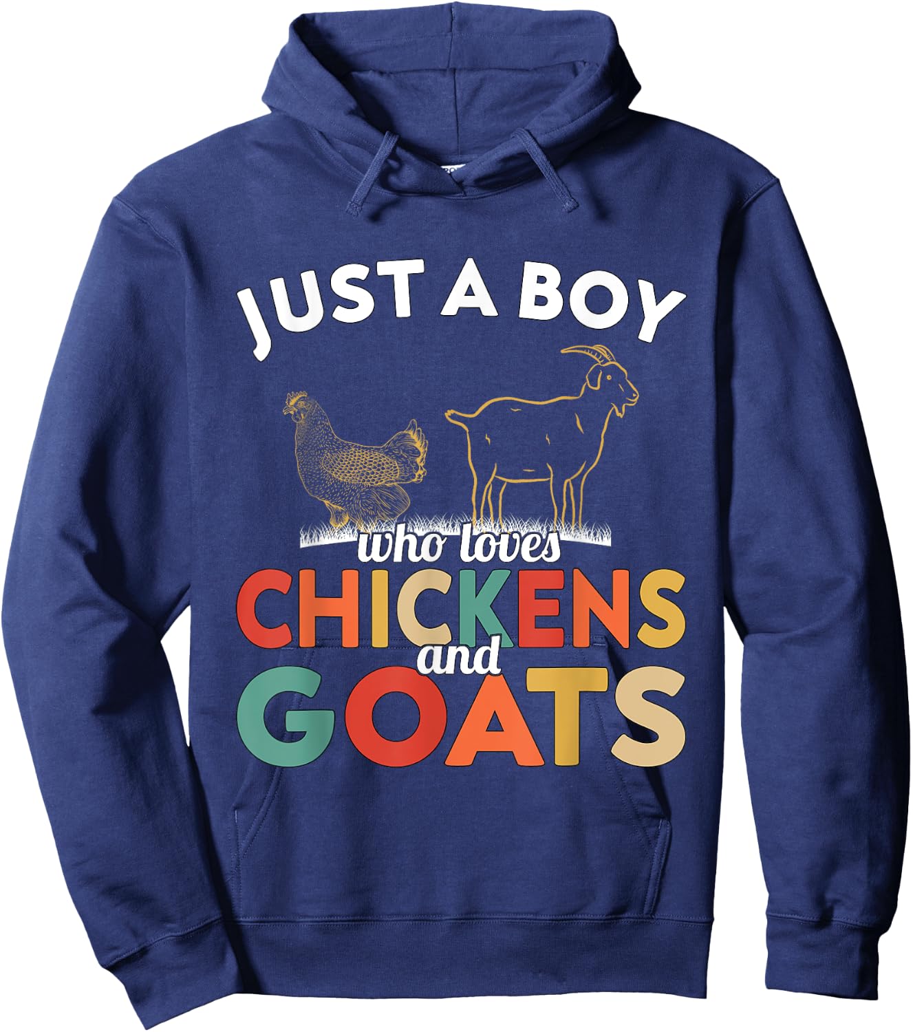 Goat - Just a Boy who loves Chickens and Goats Hoodie - Hoodie | Navy
