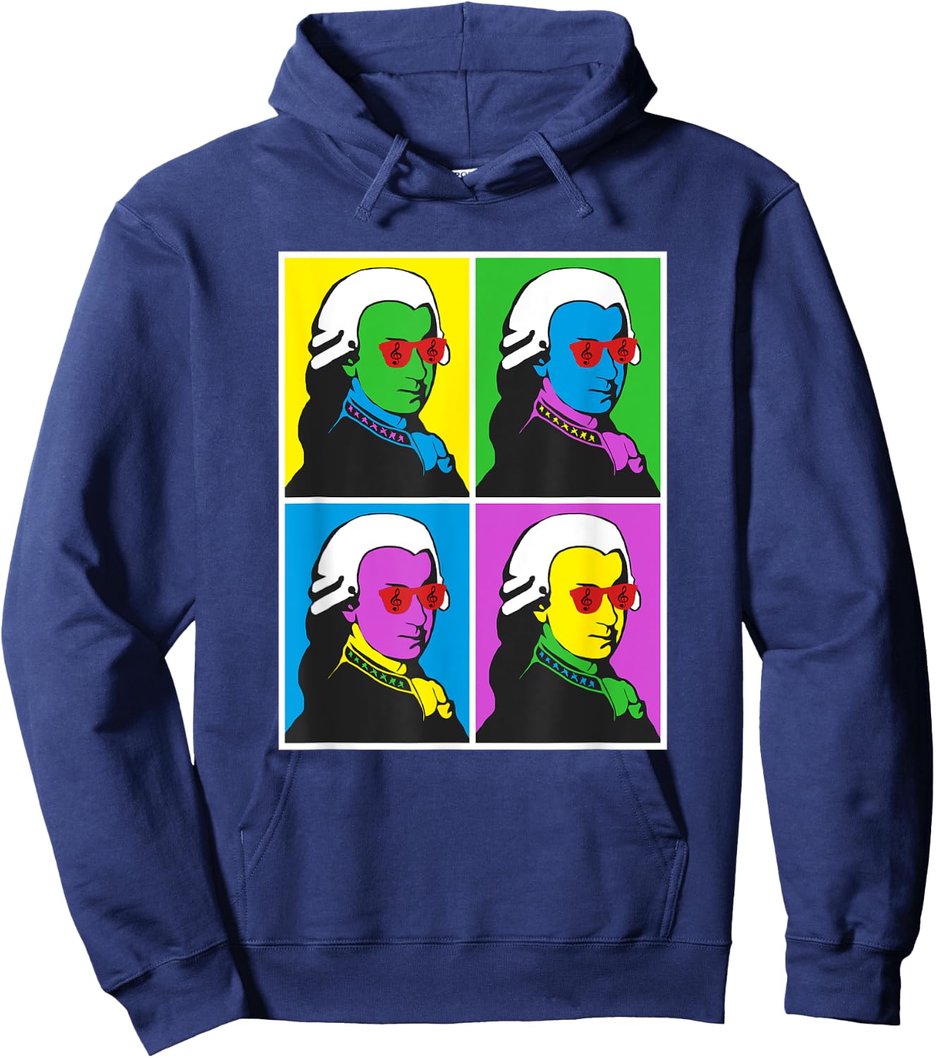 Wolfgang Amadeus Mozart Pop Art Poster Style Hoodie - Hoodie | Navy