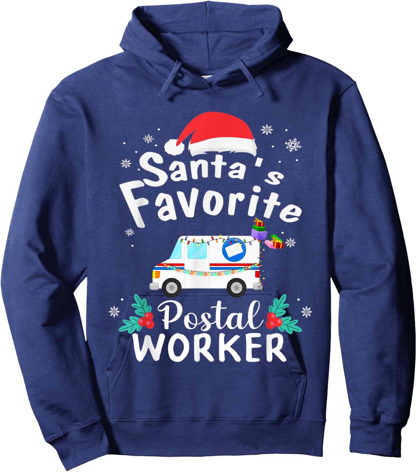 Postal Worker Christmas Mail Truck Funny Mailman Gift Hoodie - Hoodie | Navy