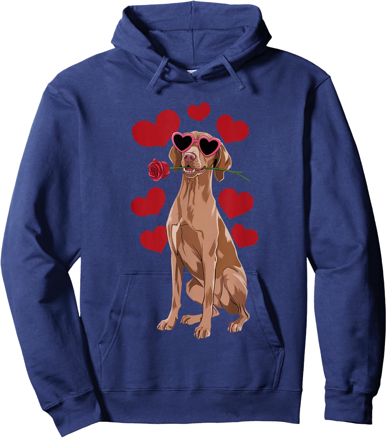 Vizsla Valentines Day Heart Dog Lover Hoodie - Hoodie | Navy