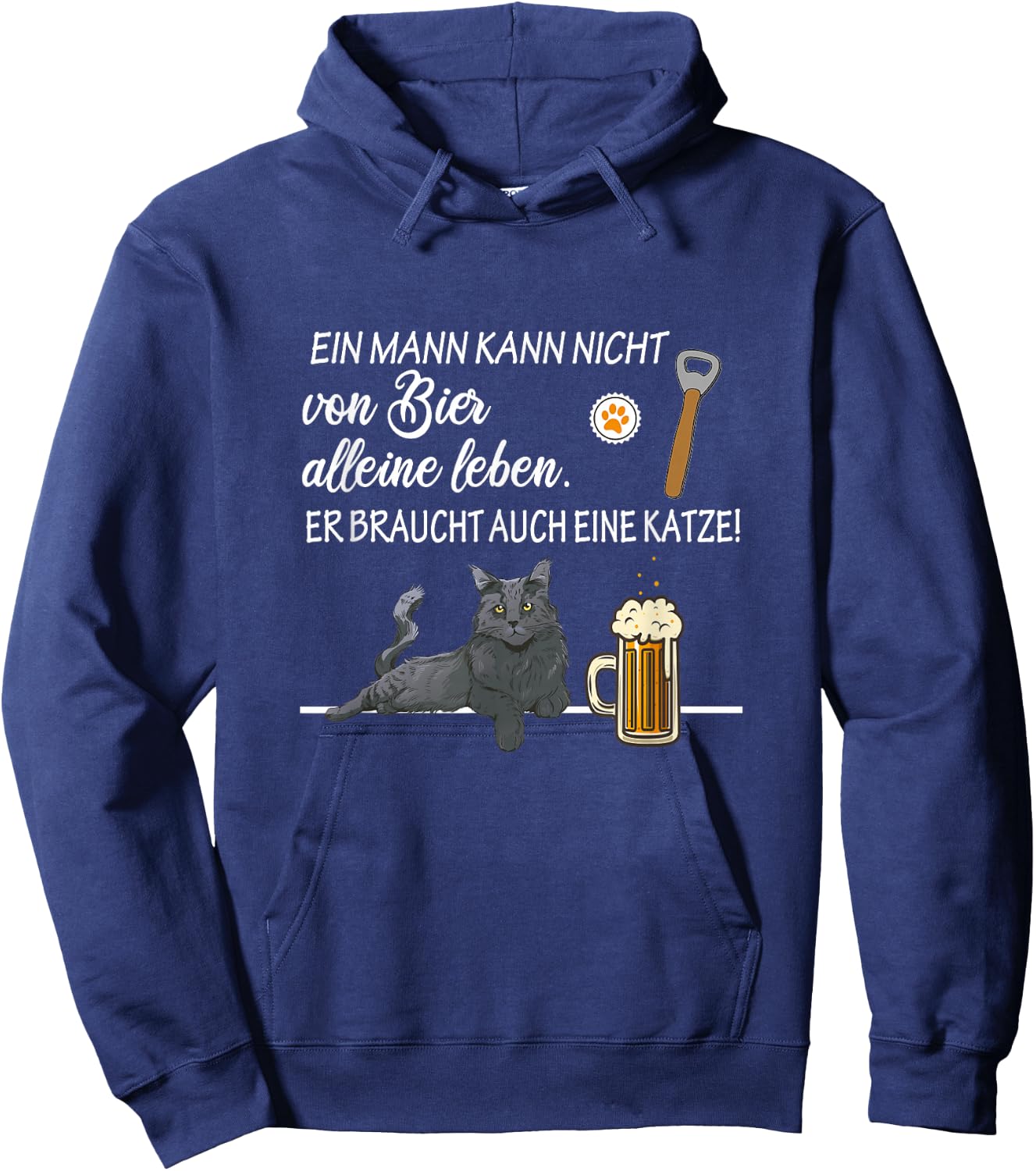 Funny Beer and Cats Slogan Men Alone Live Dad , black Hoodie - Hoodie | Navy
