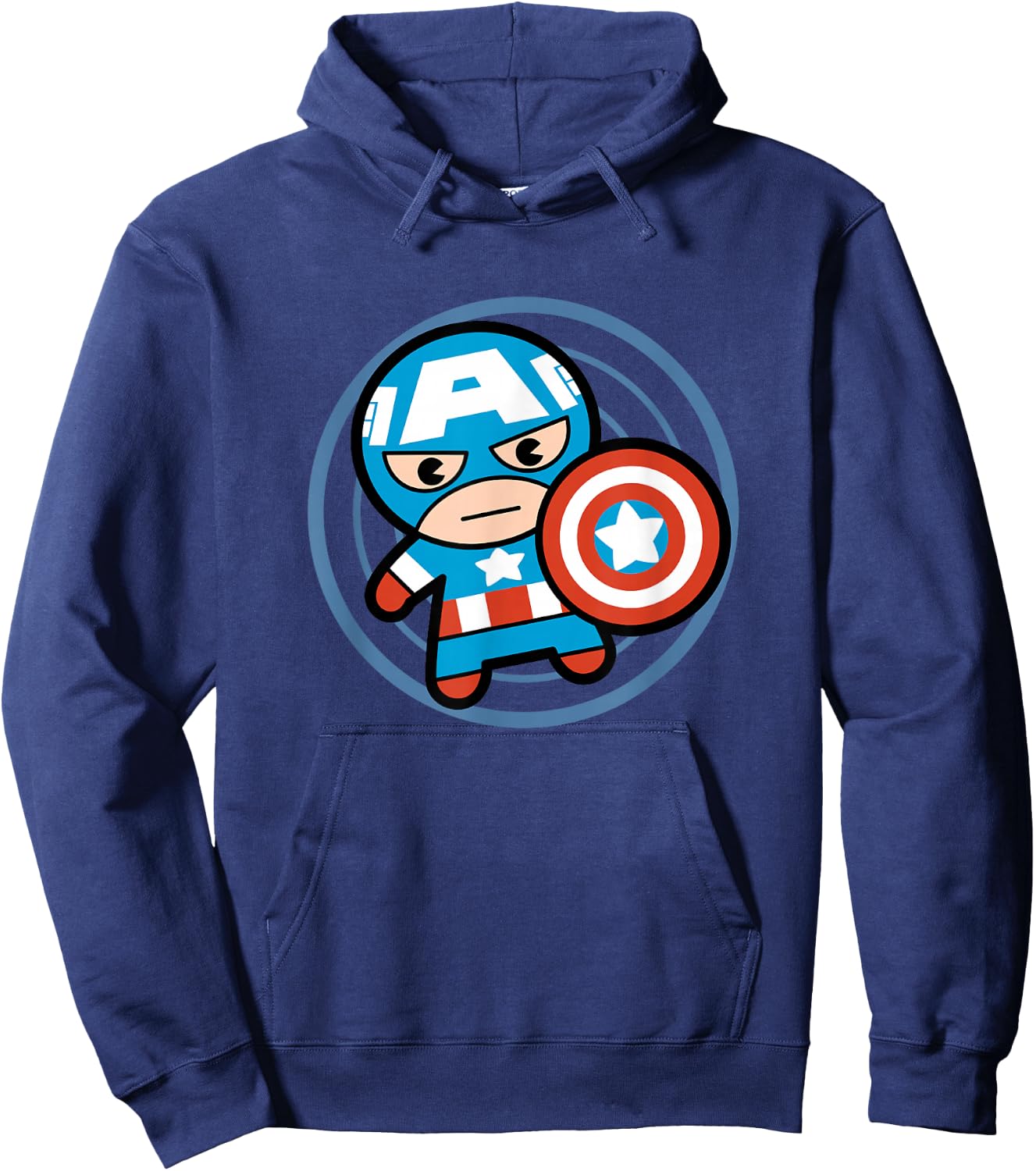 Marvel Kawaii Chibi Captain America Circle Logo Hoodie - Hoodie | Navy