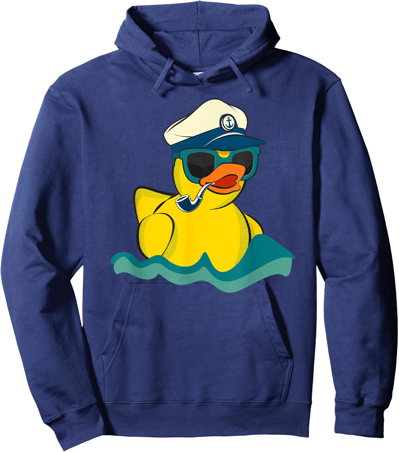 Vintage Yellow Rubber Duck Boat The Captain Duckie Sailor Hoodie - Hoodie | Navy