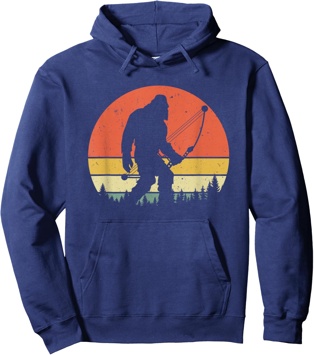 Bigfoot Hunter Arrow - Vintage Sasquatch Bow Hunting Archery Hoodie - Hoodie | Navy