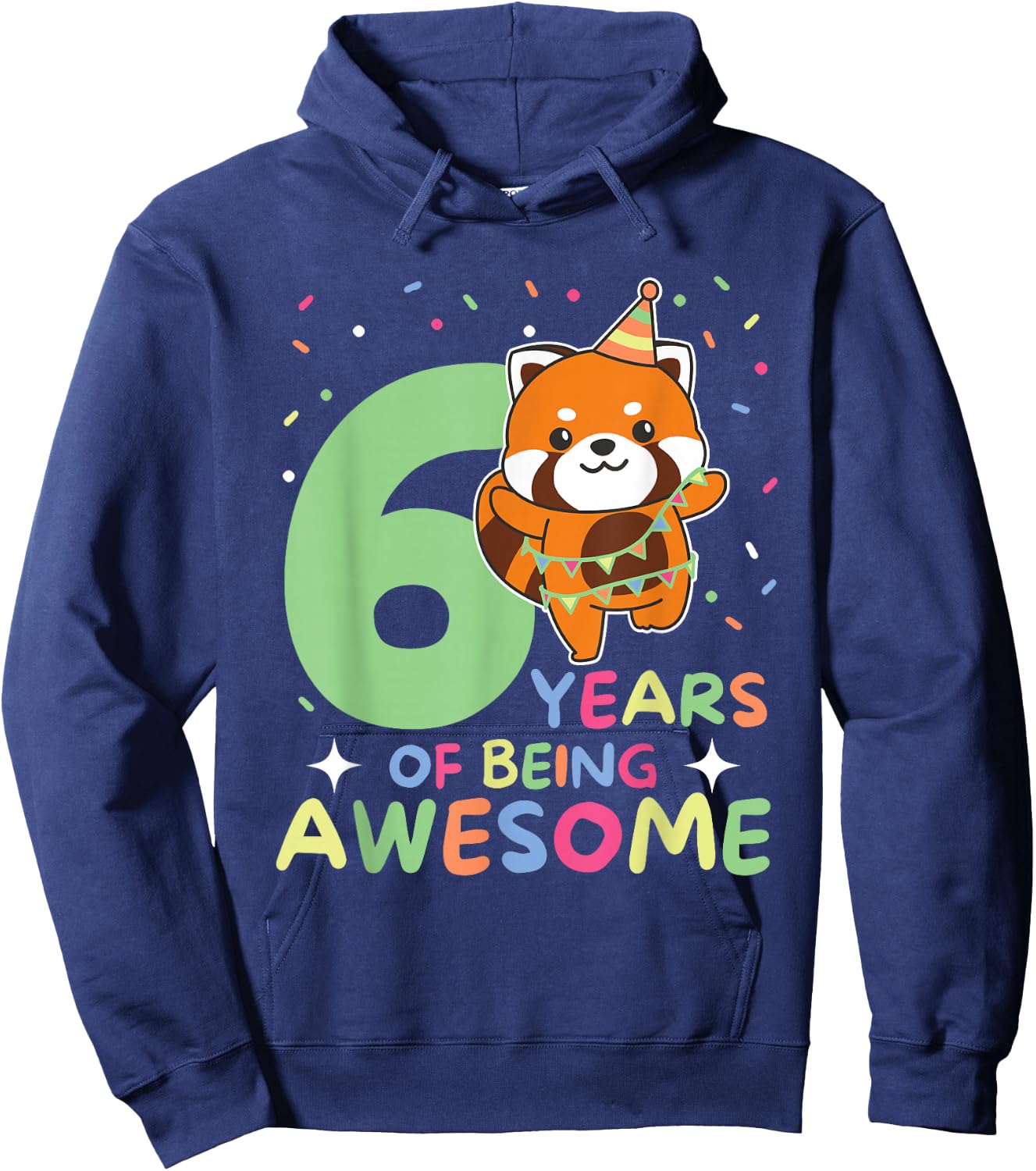 Red Panda 6th Birthday Kids Six Year Old Red Panda Hoodie - Hoodie | Navy