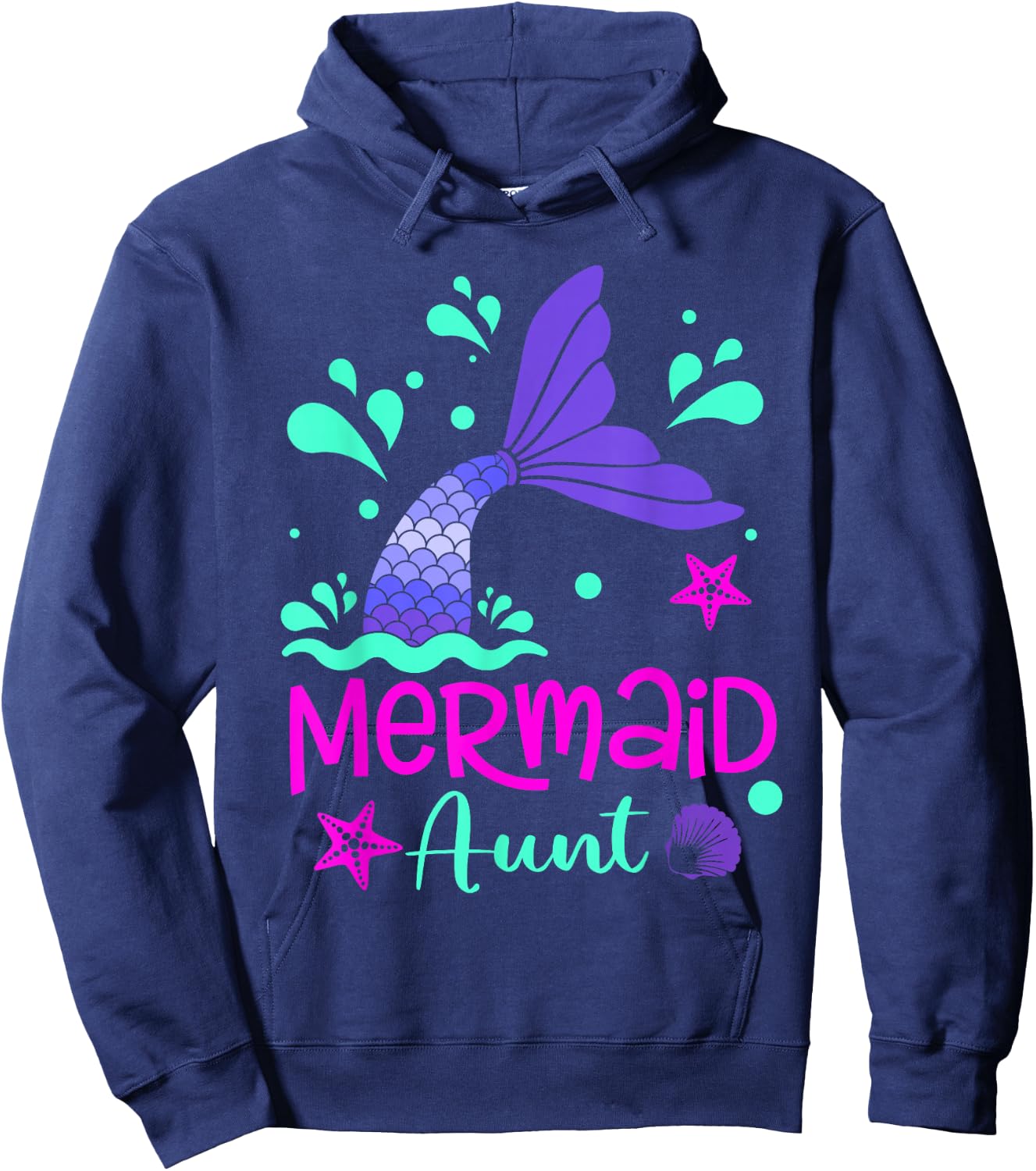 Mermaid Aunt Funny Matching Family Party Mother's Day Hoodie - Hoodie | Navy