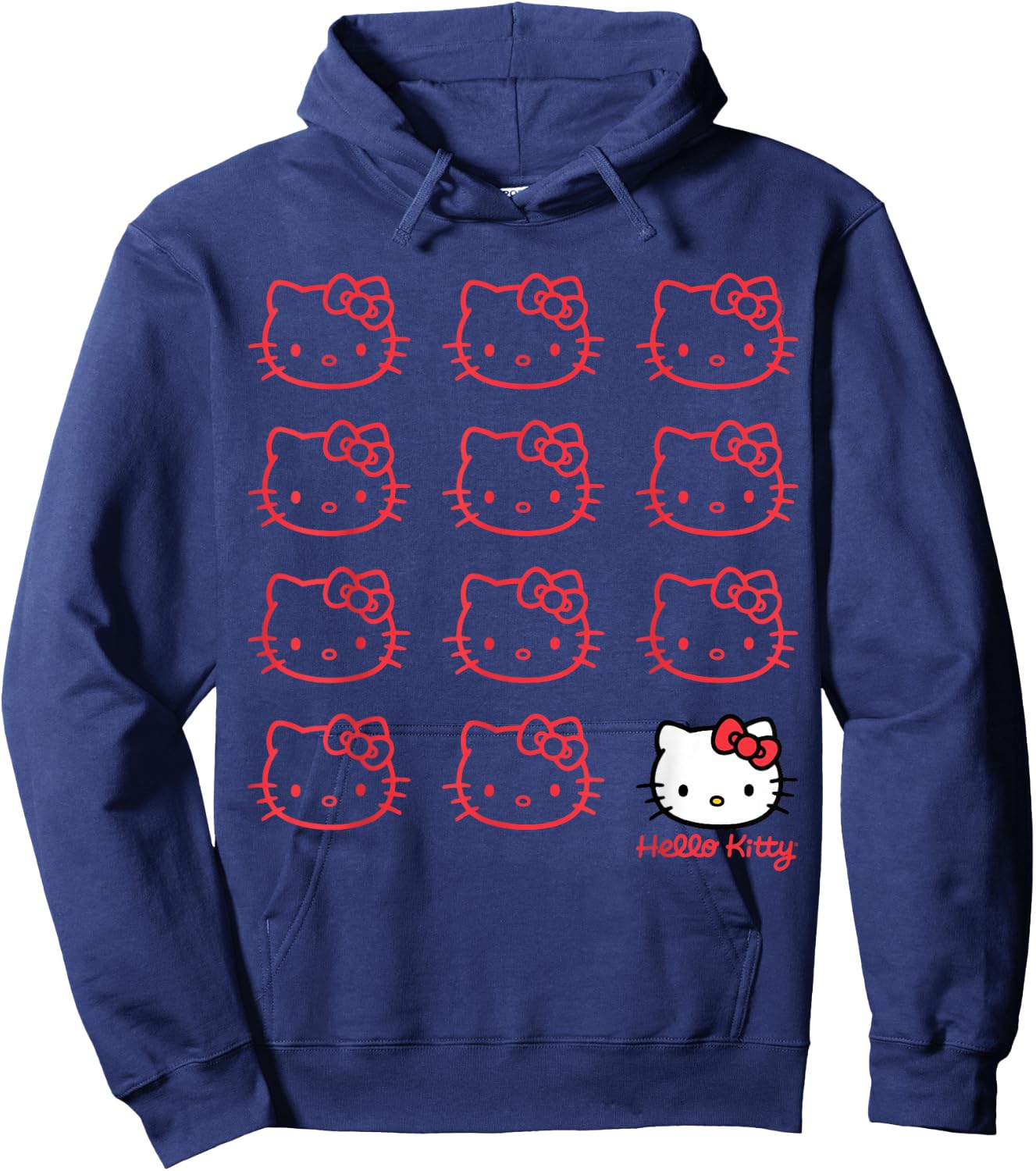 Hello Kitty Classic Fit - Adult Black Cotton/Polyester Short Sleeve Hoodie - Hoodie | Navy