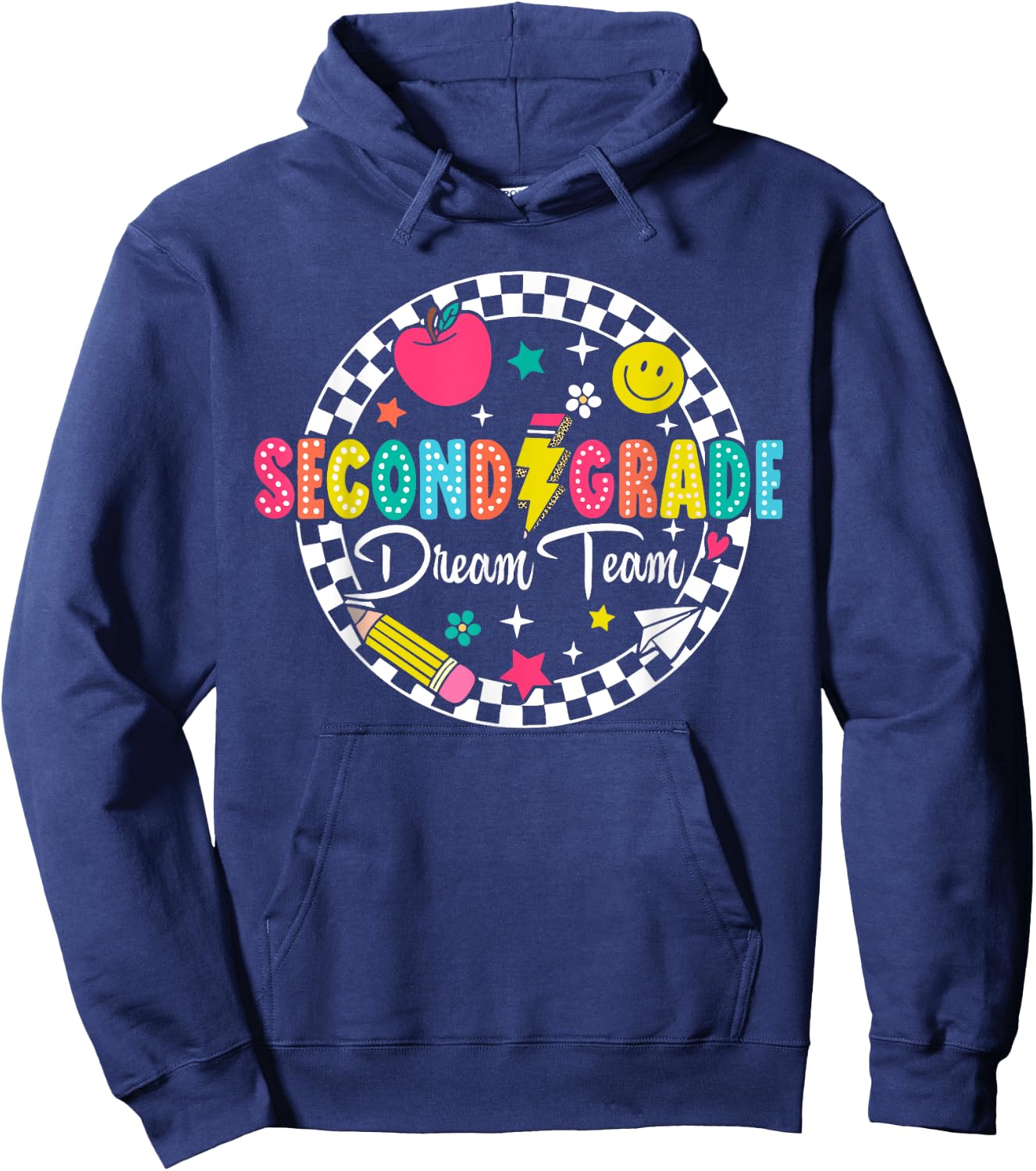 Second Grade Dream Team Bruh Back To School Tour (ON BACK) Hoodie - Hoodie | Navy