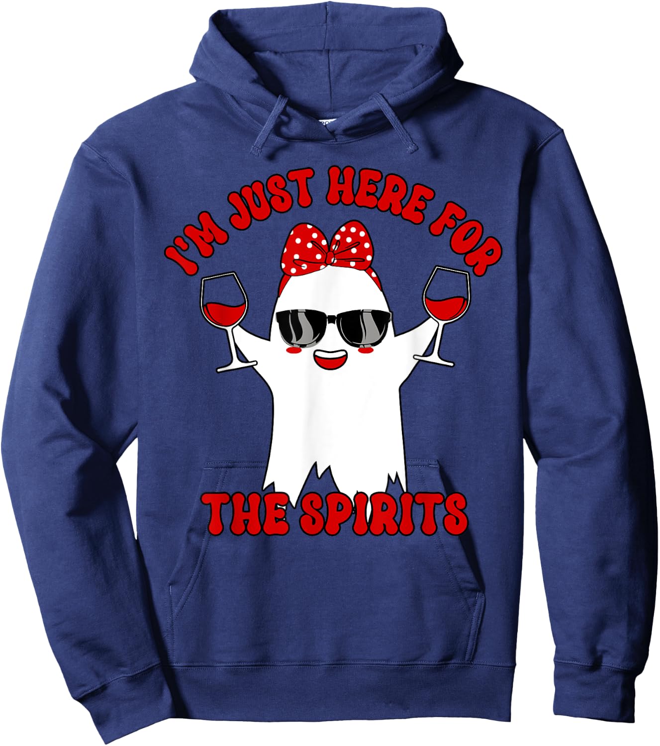 I'm Just Here For Spirits Ghost Wine Halloween Couple Women Hoodie - Hoodie | Navy