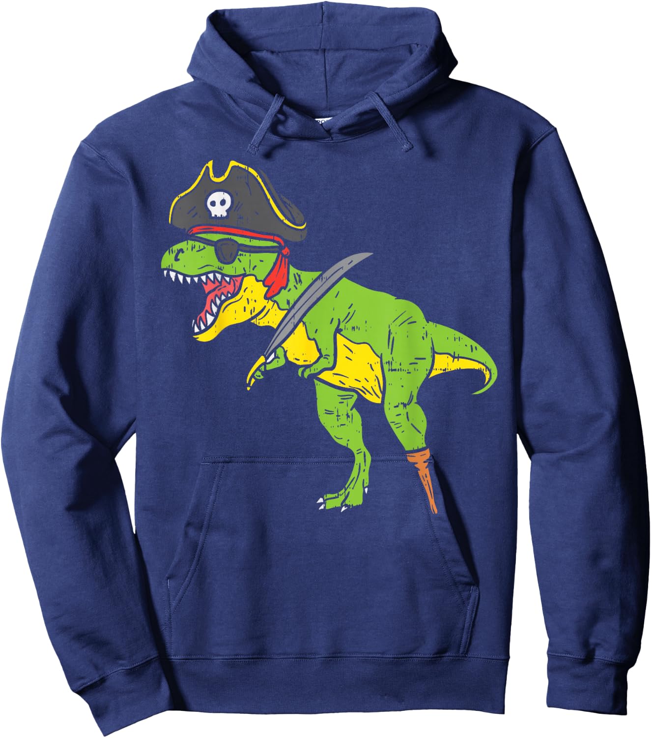 T-Rex Pirate Dinosaur Dino Funny Halloween Costume Boys Kids Hoodie - Hoodie | Navy