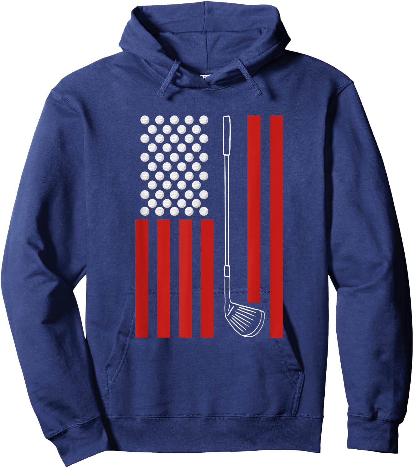 Retro American Flag Golf Gift Golfer Funny Golf Hoodie - Hoodie | Navy
