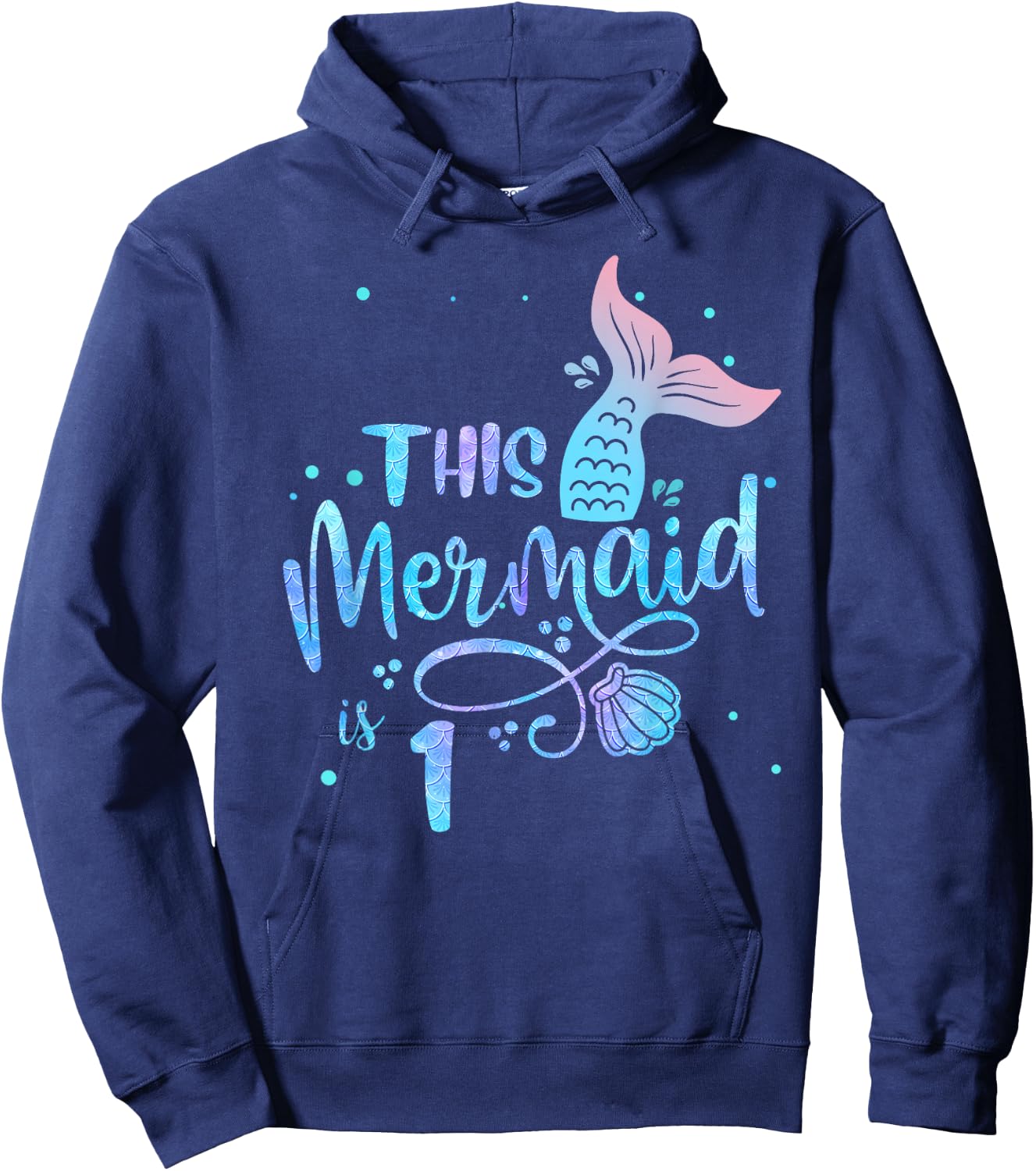 This Mermaid Is 1 Years Old 1st Birthday Mermaid Girl Hoodie - Hoodie | Navy