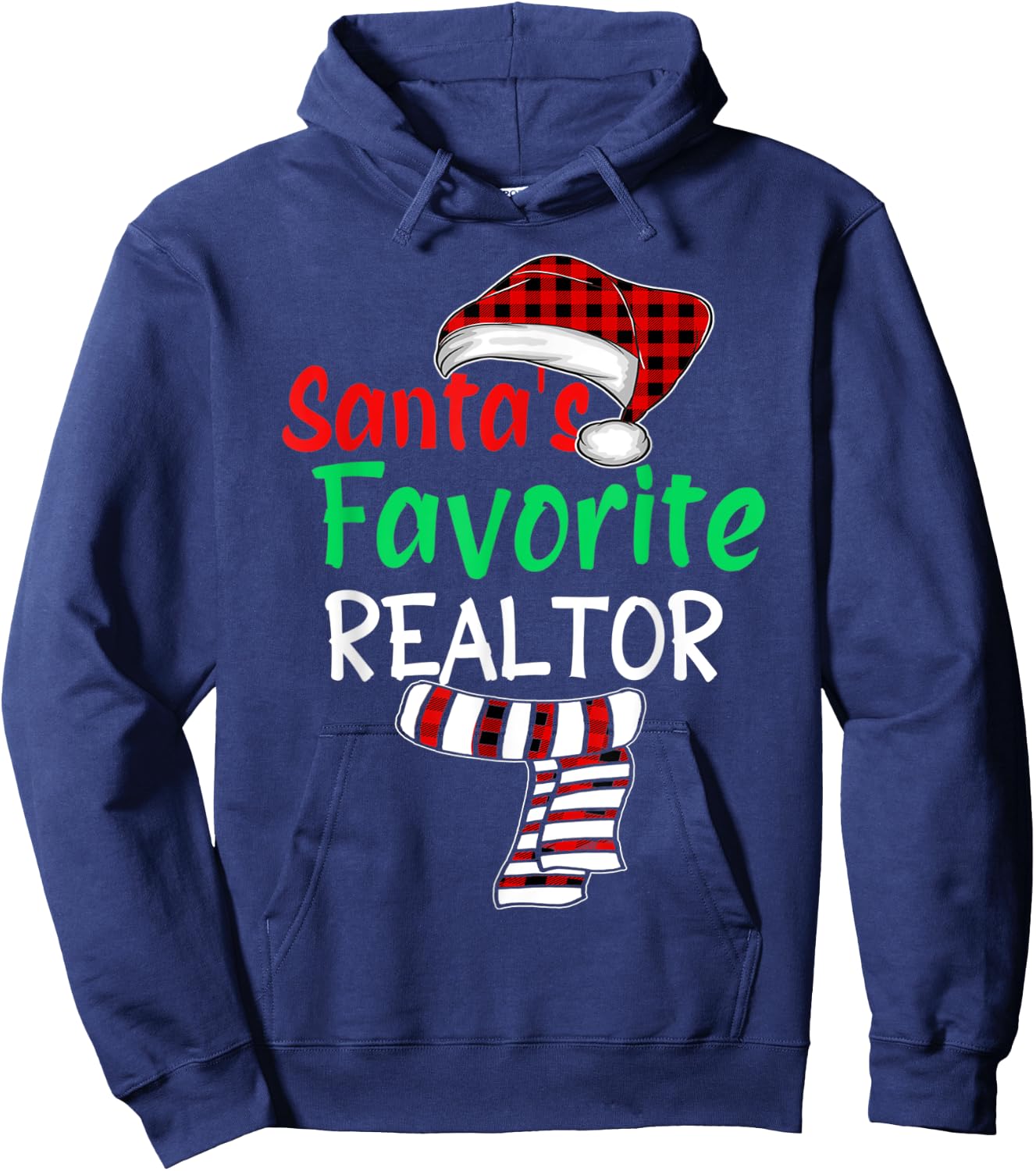 Christmas Pajama Santa Claus Shirt, Santa's Favorite Realtor Hoodie - Hoodie | Navy