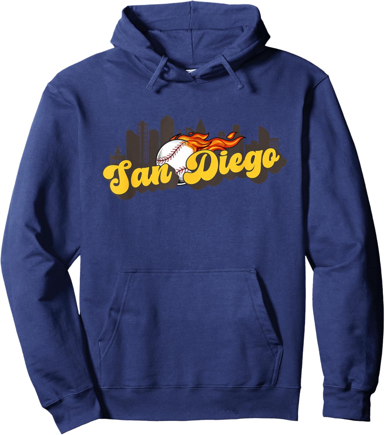 San Diego Baseball Vintage City Skyline Baseball Lover Hoodie - Hoodie | Navy