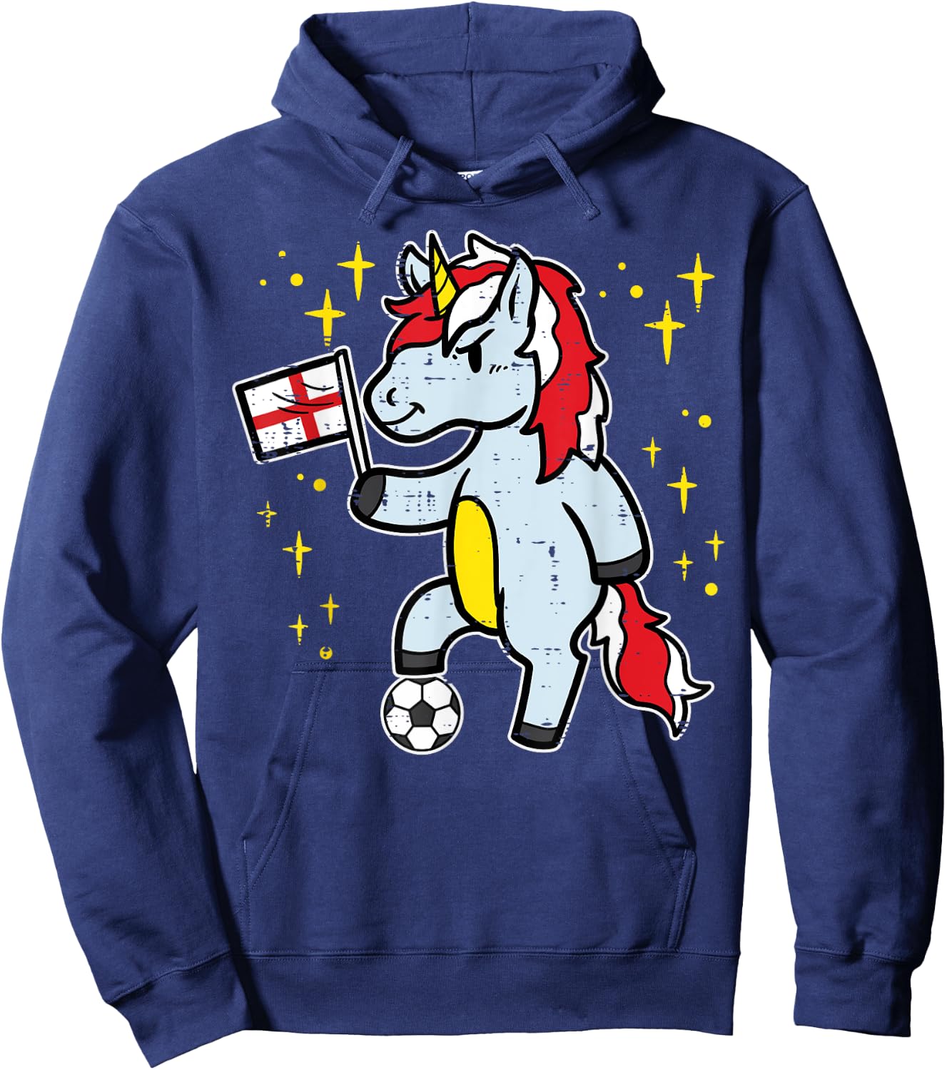 England Flag Unicorn Football Soccer Fan Women Girls Kids Hoodie - Hoodie | Navy