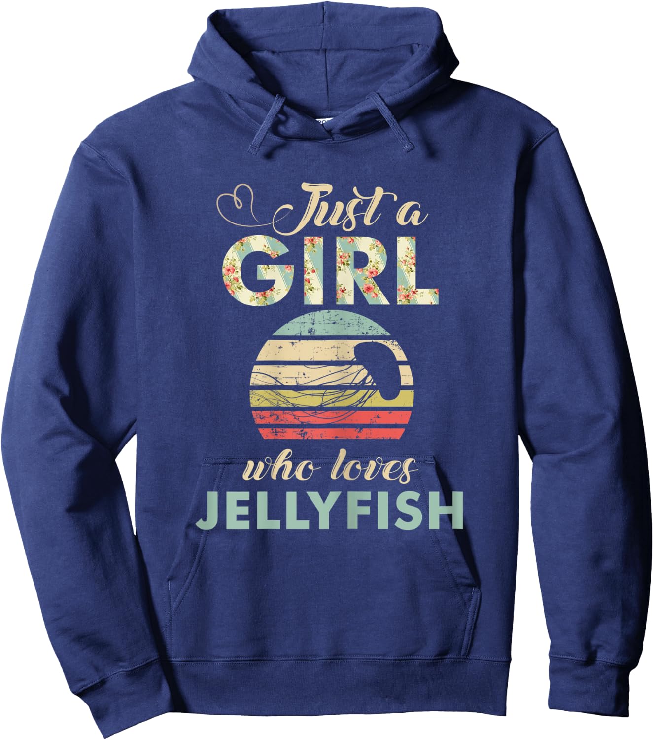 Just A Girl Who Loves Jelly Fishes Retro Jelly Fish Hoodie - Hoodie | Navy