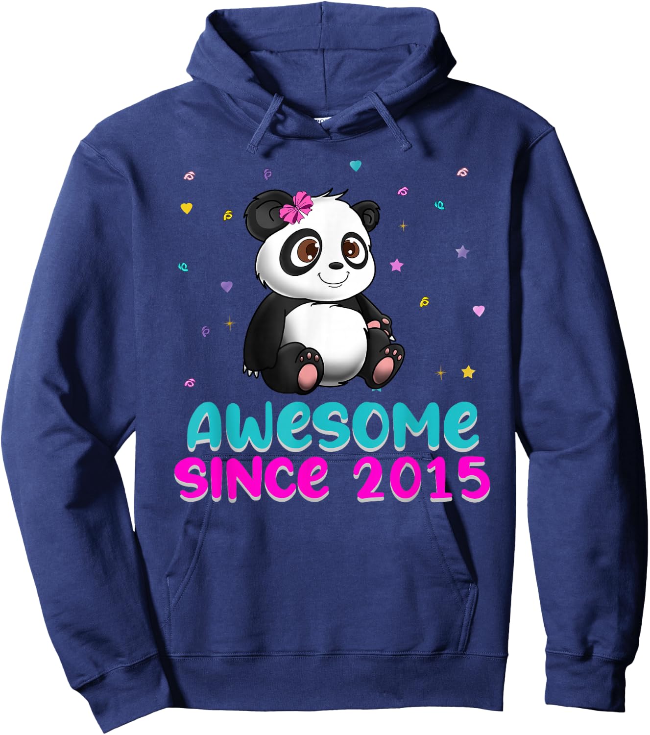 Panda Bear Girl Birthday Gift Love Awesome Since 2015 Hoodie - Hoodie | Navy