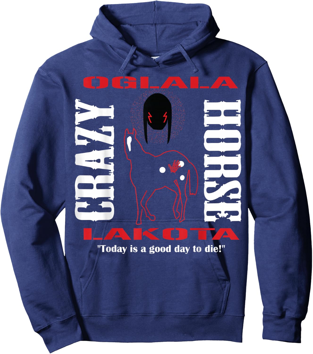 Chief Crazy Horse Native American Warrior Lakota Sioux Pride Hoodie - Hoodie | Navy