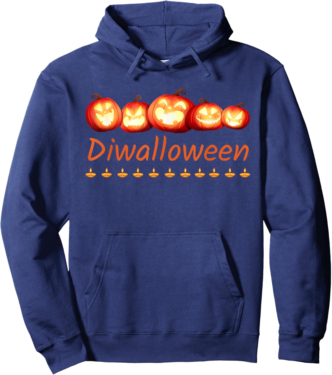 Diwalloween Diwali Halloween Ghost Pumpkin Lantern Deepavali Hoodie - Hoodie | Navy