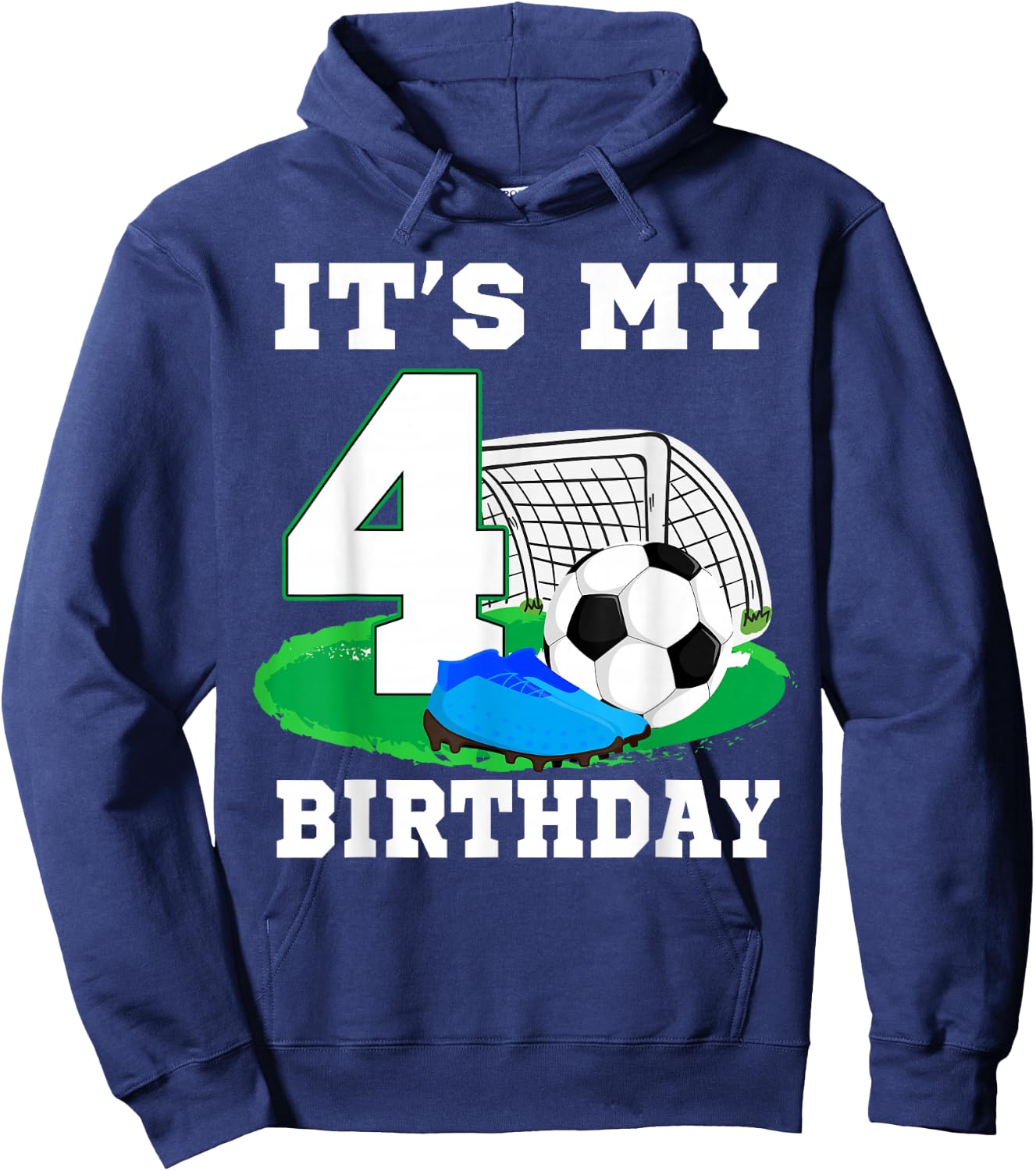 It's My 4 Year Old Birthday Soccer 4th Party Boy Hoodie - Hoodie | Navy