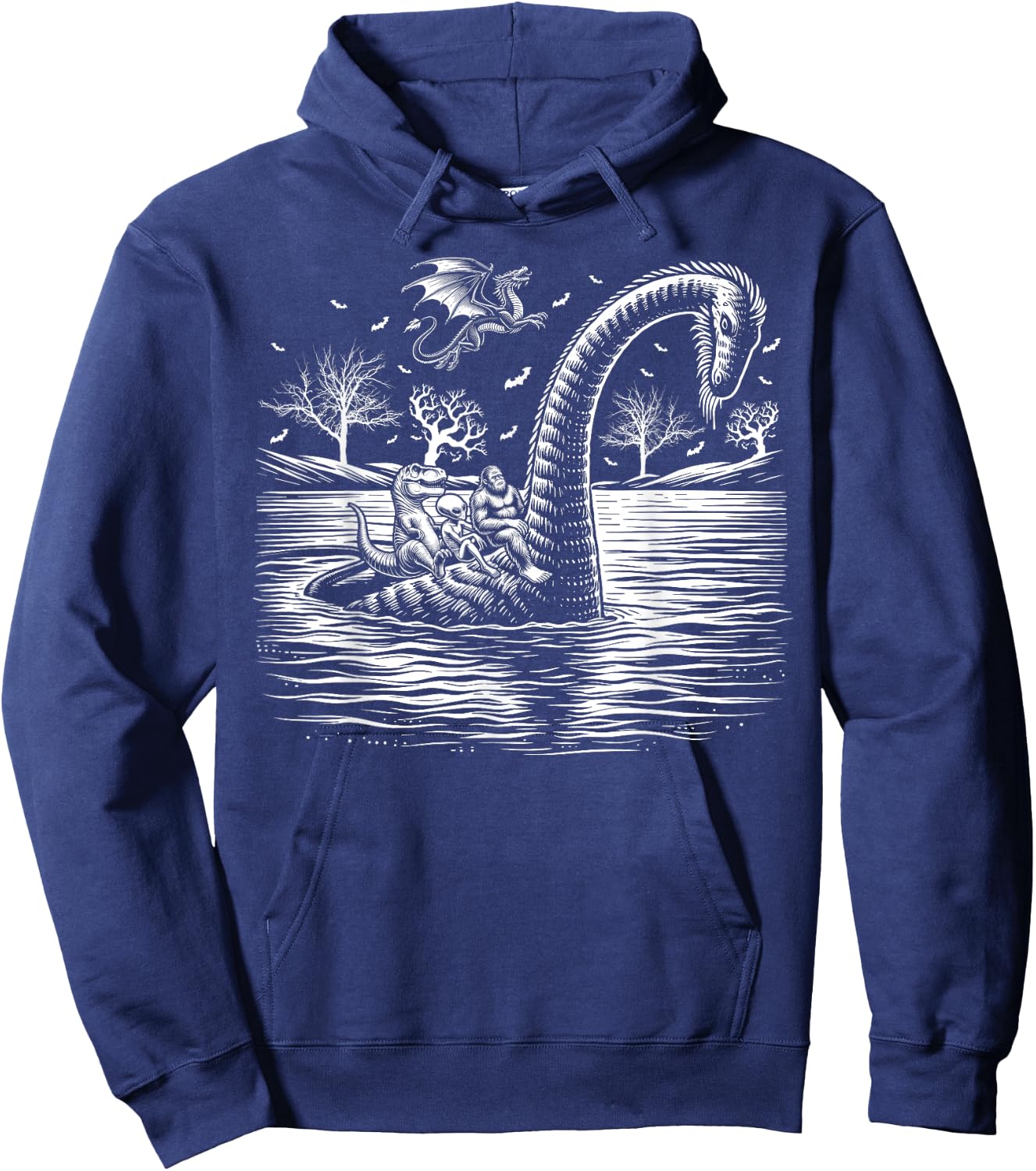 bigfoot Loch Ness monster alien Halloween men women kids Hoodie - Hoodie | Navy