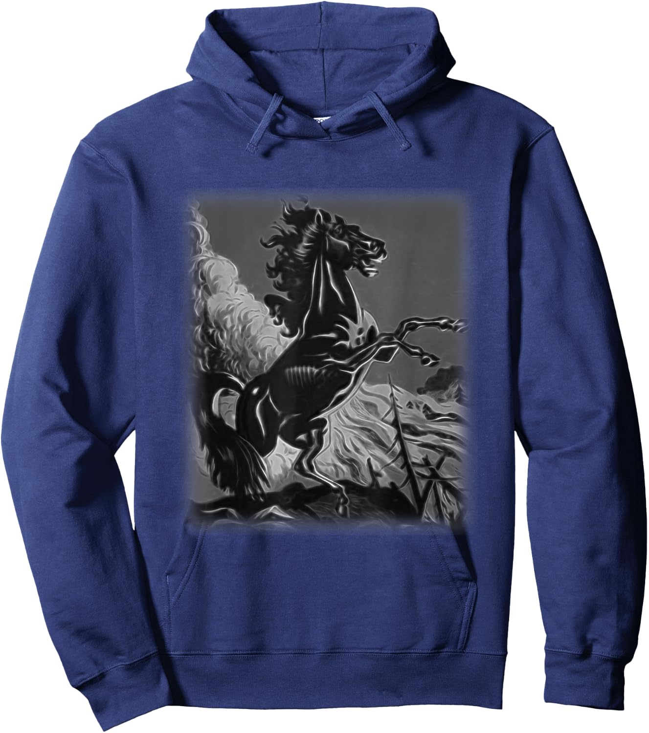 Black Horse Shirt, Rearing Stallion for Horse Lovers Hoodie - Hoodie | Navy