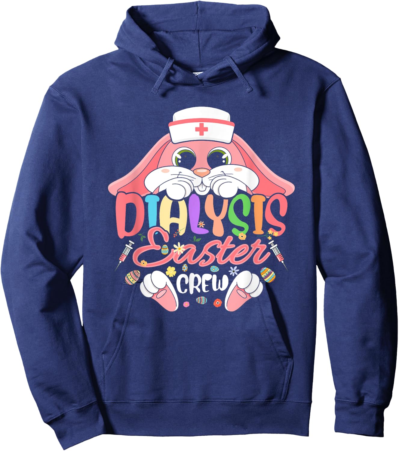 Dialysis Easter Day Nurse Crew Bunny Ears Dialysis Nurse Hoodie - Hoodie | Navy