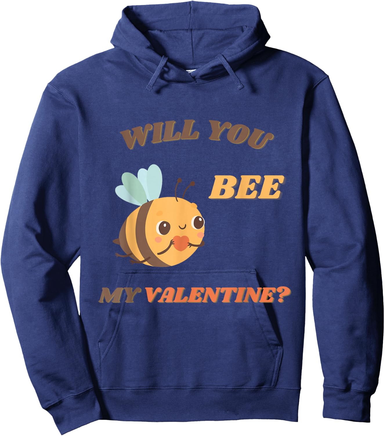 Will you bee my Valentine? Funny and Cute Valentines Day Bee Hoodie - Hoodie | Navy