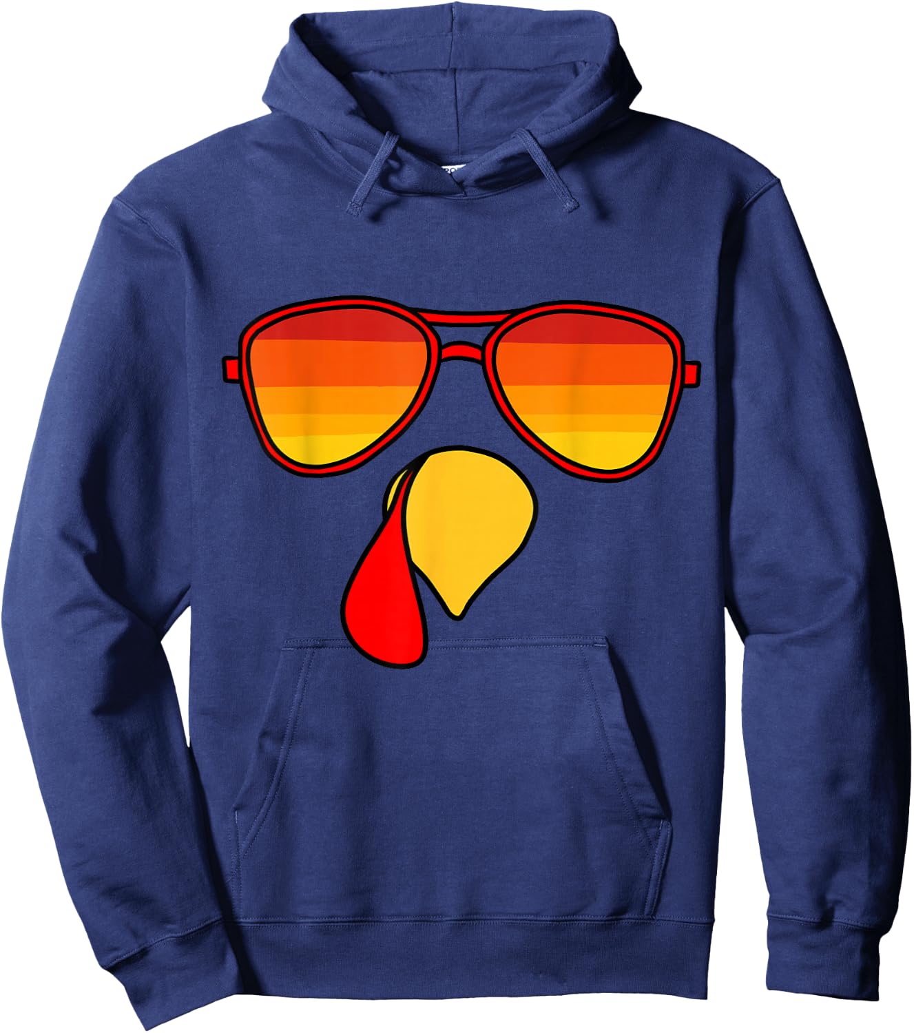 Retro Turkey Face Happy Thanksgiving Kids Toddler Boys Hoodie - Hoodie | Navy