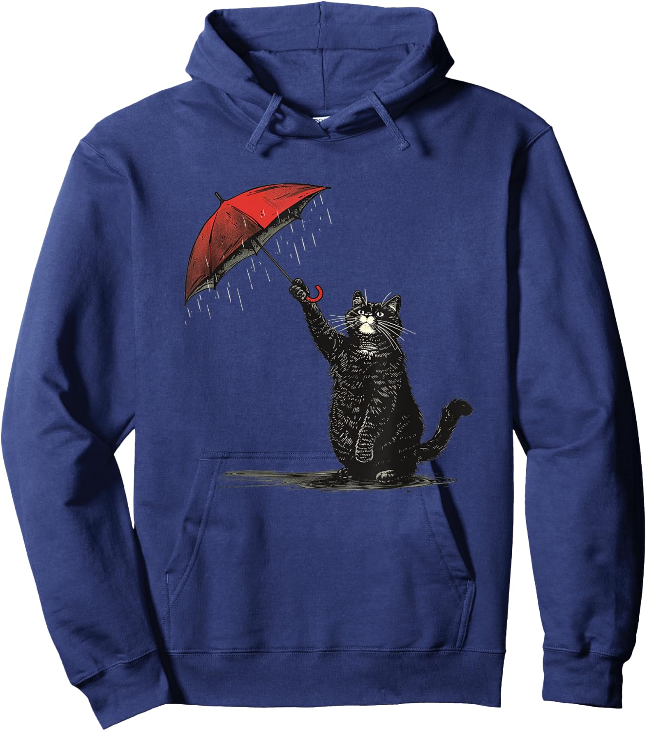 Charming Cat and Umbrella for rainy Weather Lovers Men Women Kids Hoodie - Hoodie | Navy
