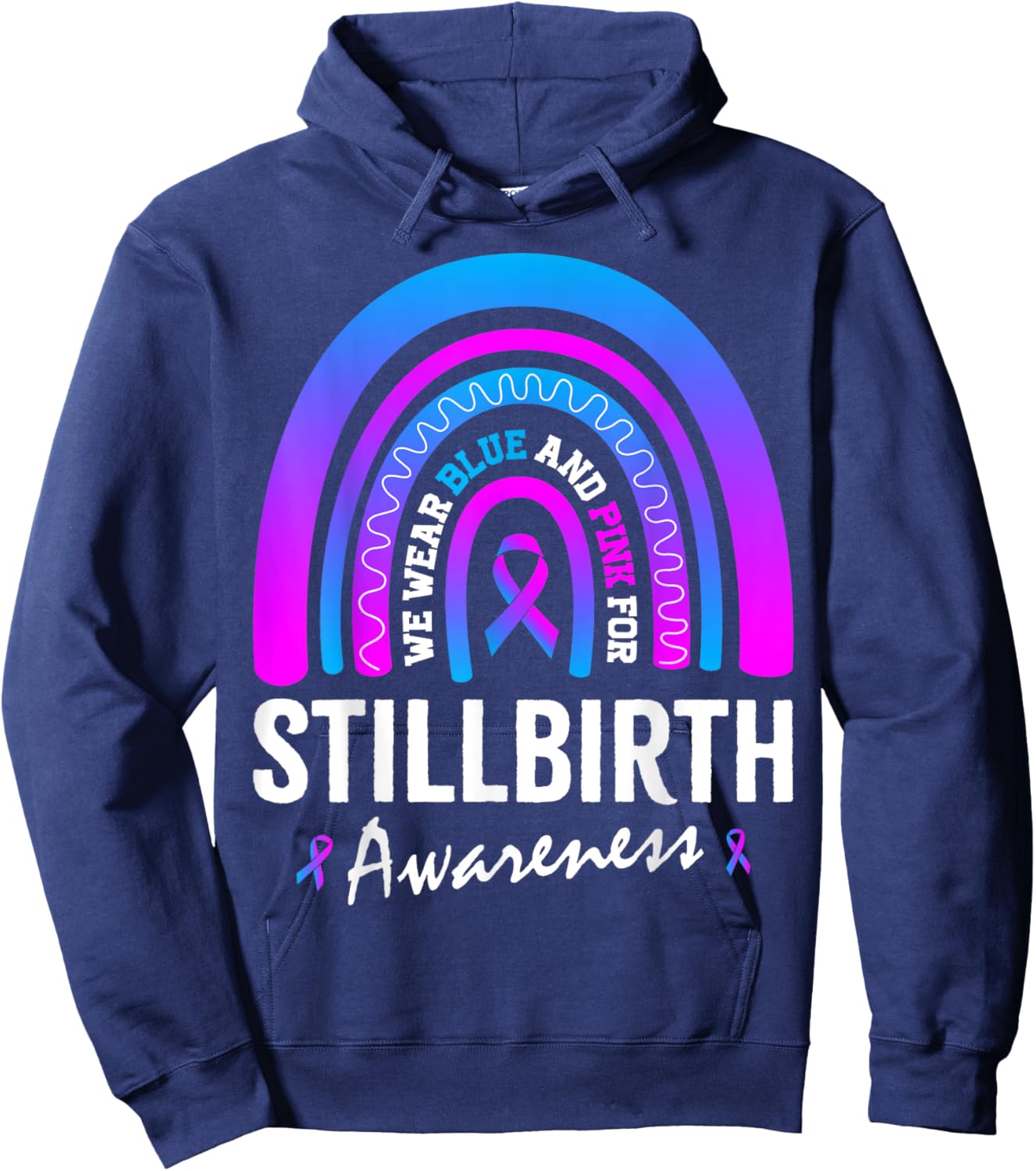 In October I Wear Pink Blue for Stillbirth Awareness Hoodie - Hoodie | Navy