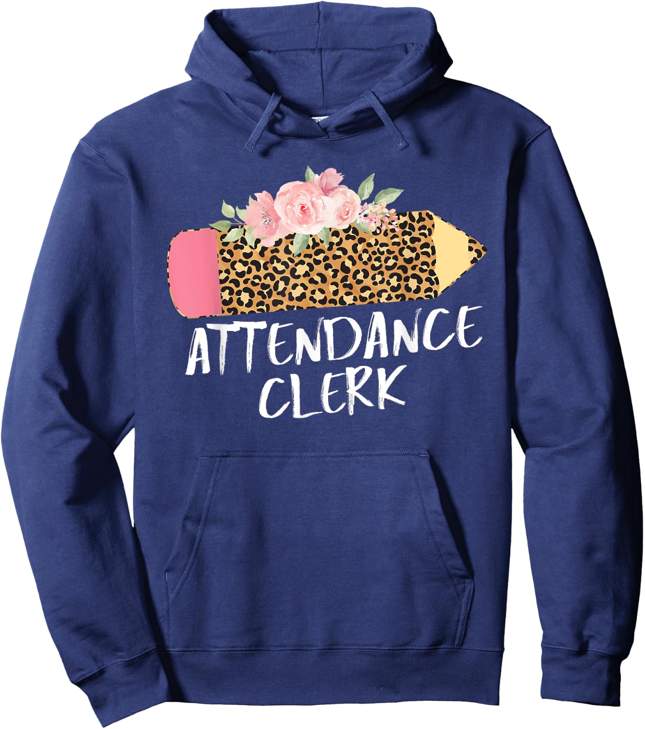 Attendance Clerk Leopard School Attendance Clerk Hoodie - Hoodie | Navy