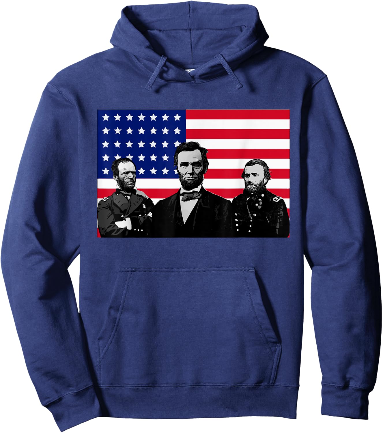Lincoln and his Generals Grant and Sherman Civil War Hoodie - Hoodie | Navy