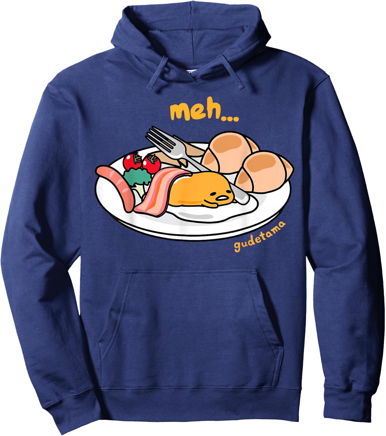 Gudetama "Meh" Breakfast Shirt Hoodie - Hoodie | Navy