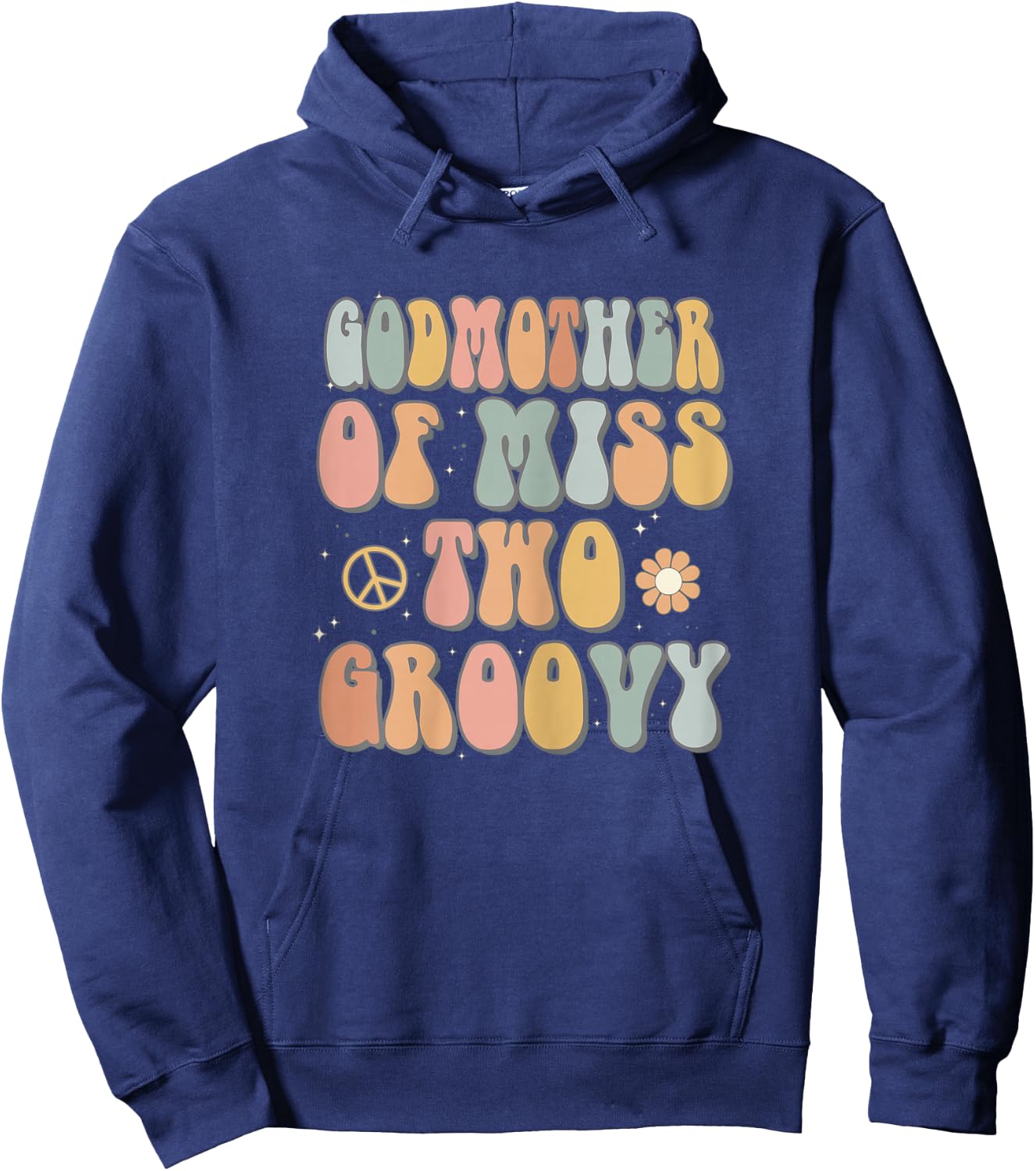 Godmother Two Groovy Second Birthday Retro 2nd Bday Party Hoodie - Hoodie | Navy