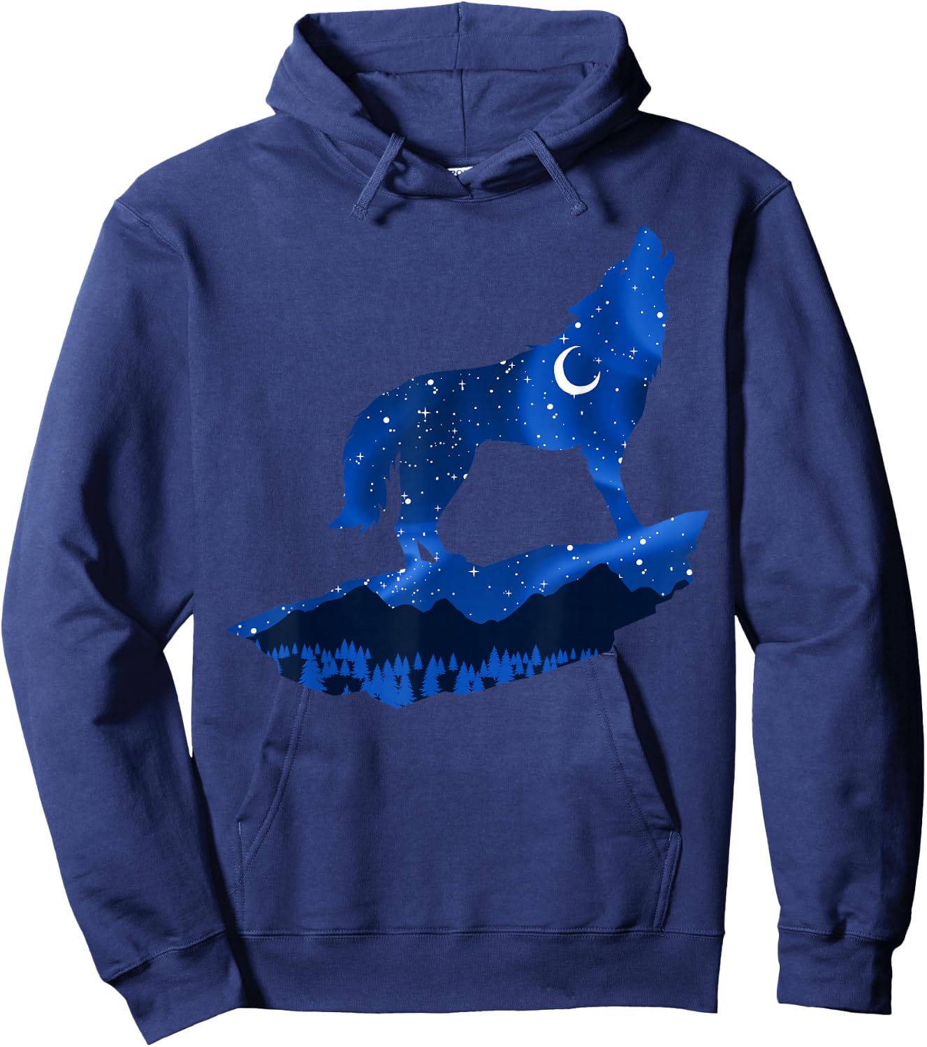 Wolf Starry Sky Moon Wolves Mountain Wildlife Pack Hunter Hoodie - Hoodie | Navy