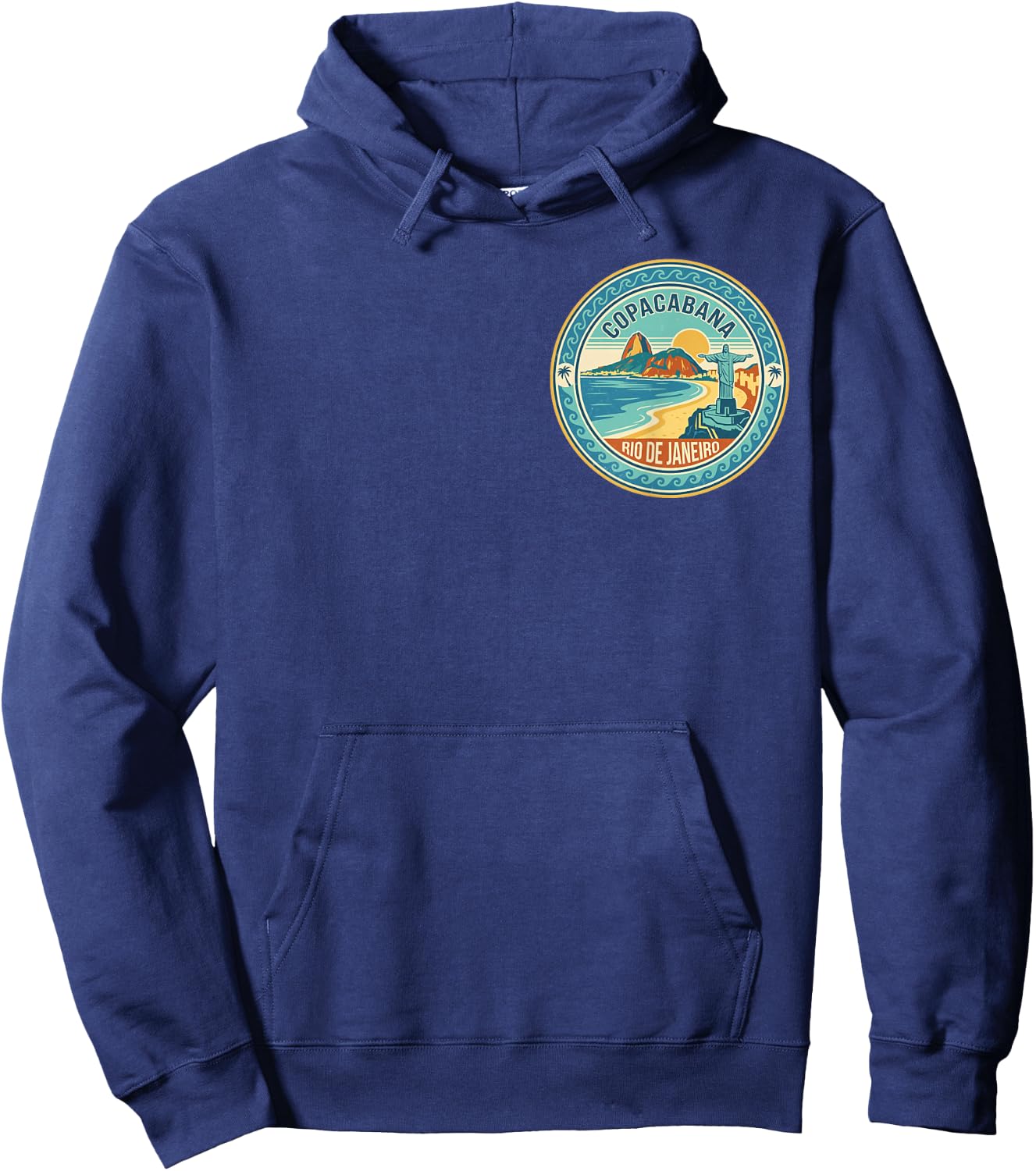 Copacabana Rio de Janeiro Brazil Retro Beach Sunset Vintage Hoodie - Hoodie | Navy