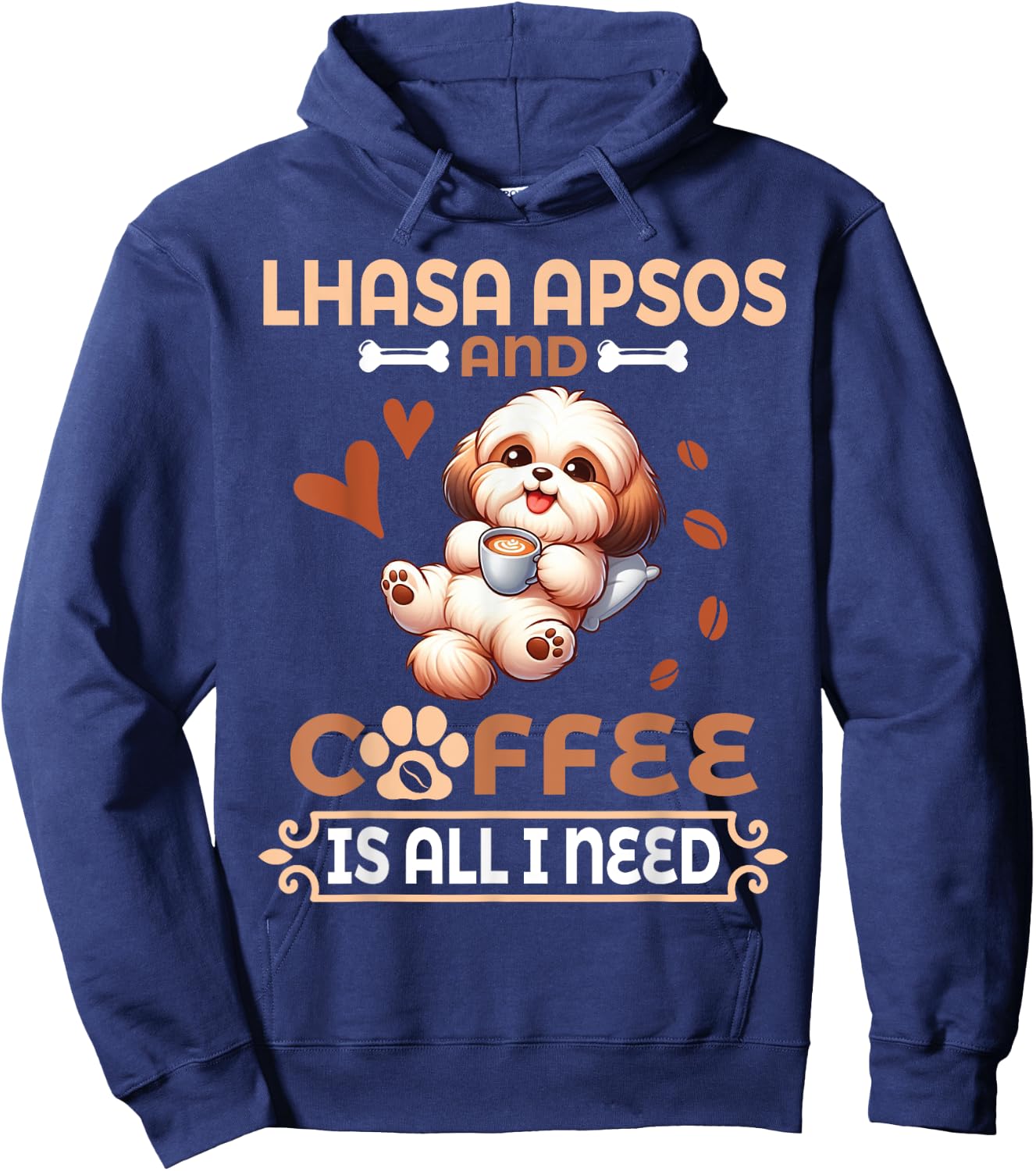 Mom Daddy Drinker Dog Drinking Coffee Lhasa Apso And Coffee Hoodie - Hoodie | Navy