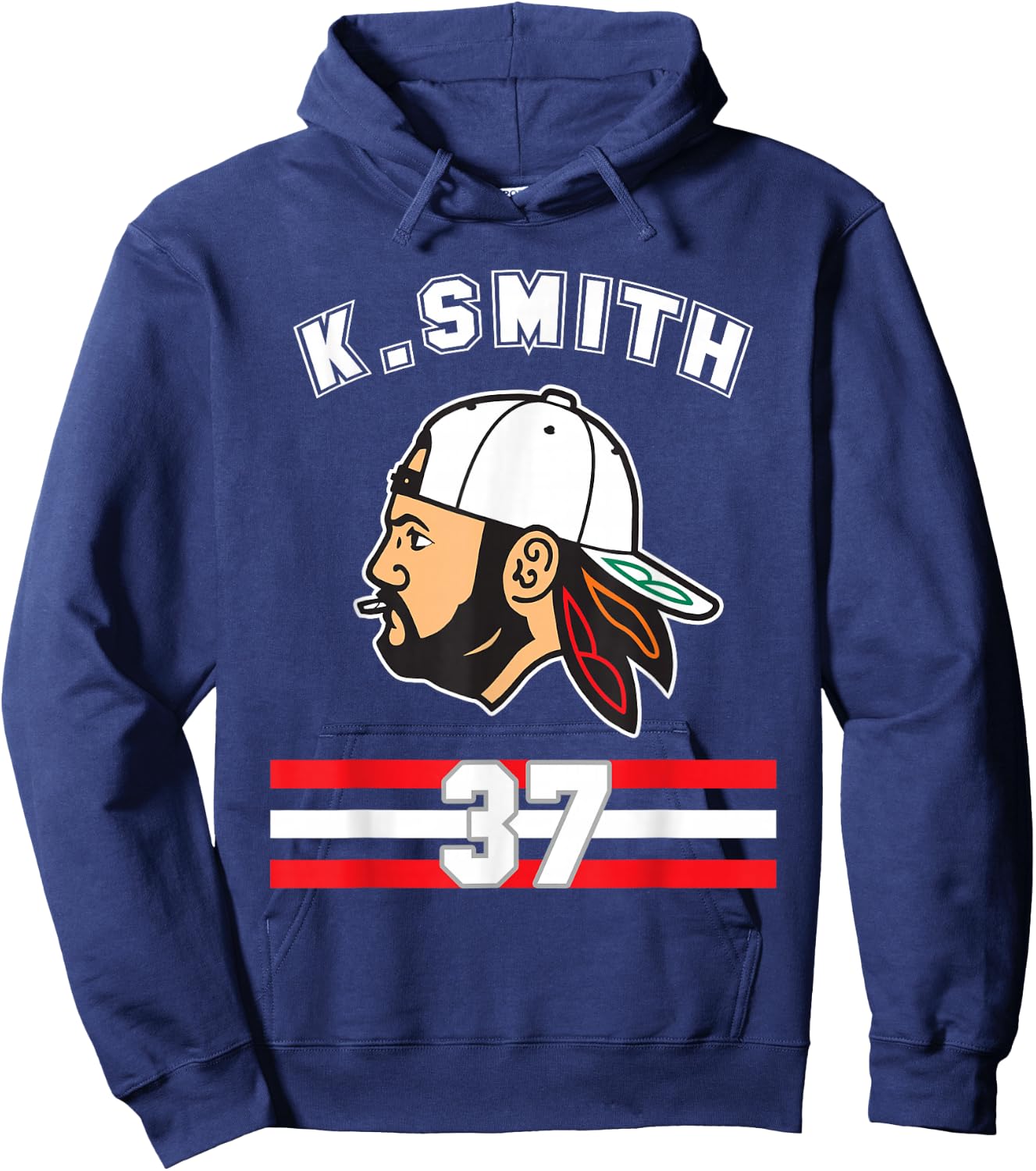 Kevin Smith VASHL Street Hockey League Jersey Team Hawks 37 Hoodie - Hoodie | Navy