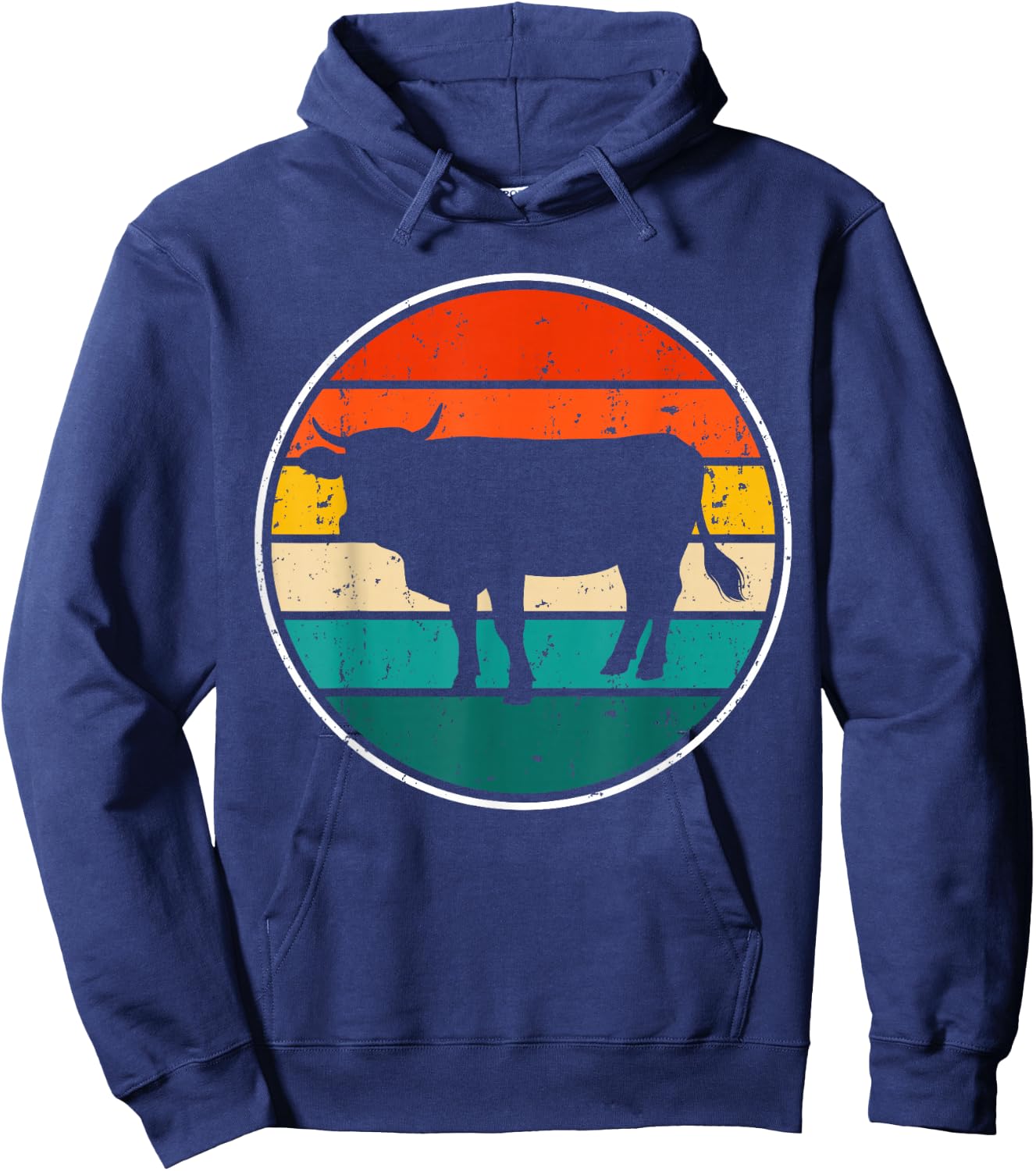 Cow Sunset Vintage Hoodie - Hoodie | Navy