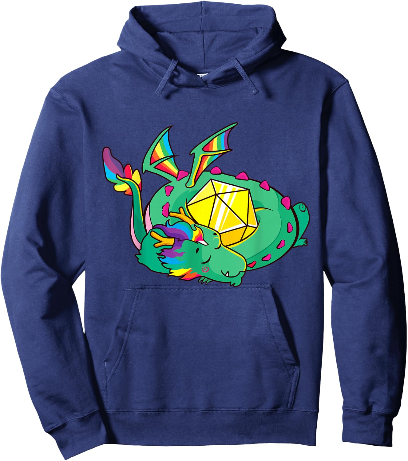 Kawaii Dragon D20 Dice Rolepaying Games TTRPG Boys Kids Men Hoodie - Hoodie | Navy