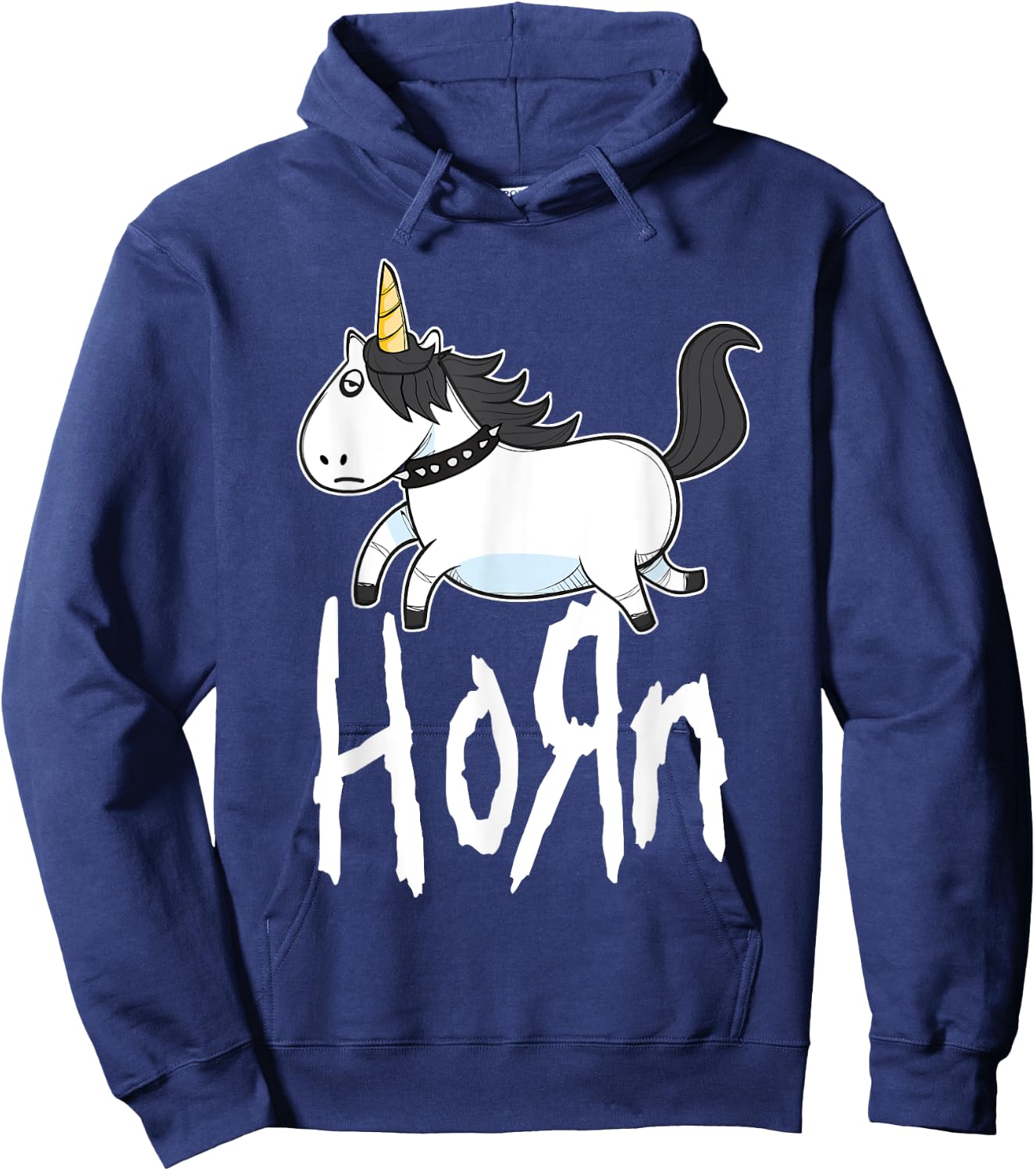 HORN Funny Emo Unicorn Heavy Rock Band Fan Hoodie - Hoodie | Navy