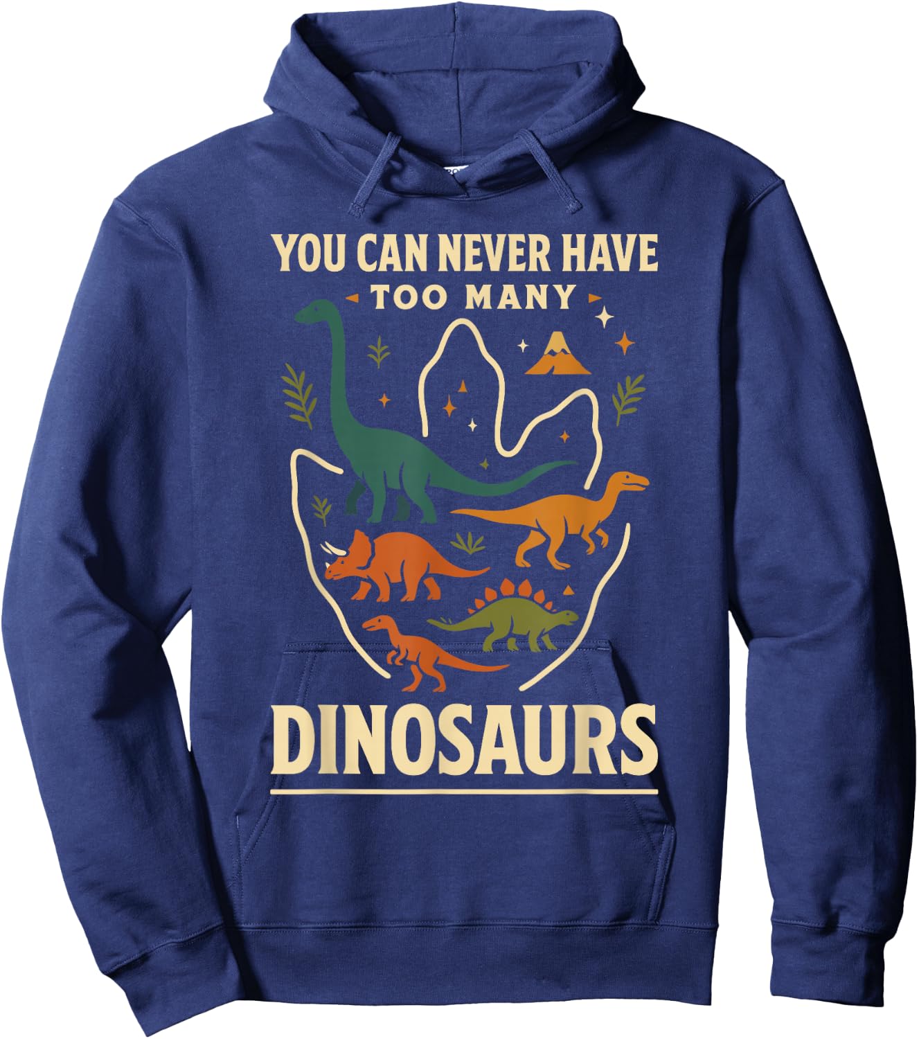 You Can Never Have Too Many Dinosaurs Retro Style Humor Hoodie - Hoodie | Navy