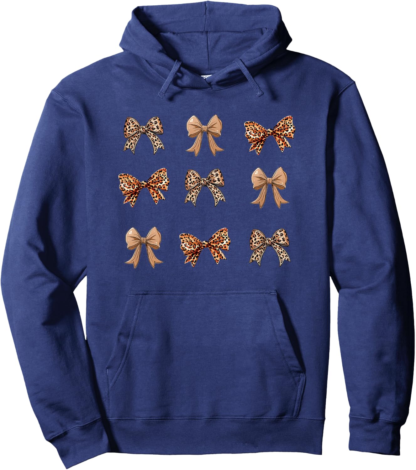 Bow Cheetah Bows Girly Demur Cutesy Pink Pretty Coquette Hoodie - Hoodie | Navy