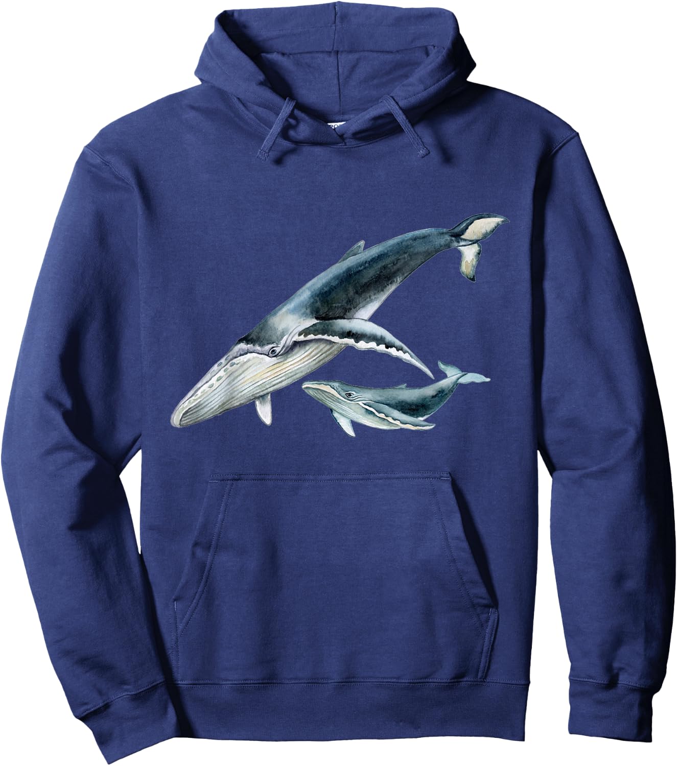 #snirt Blauwal mit Kalb Wal Buckelwal Baby Wal Hoodie - Hoodie | Navy