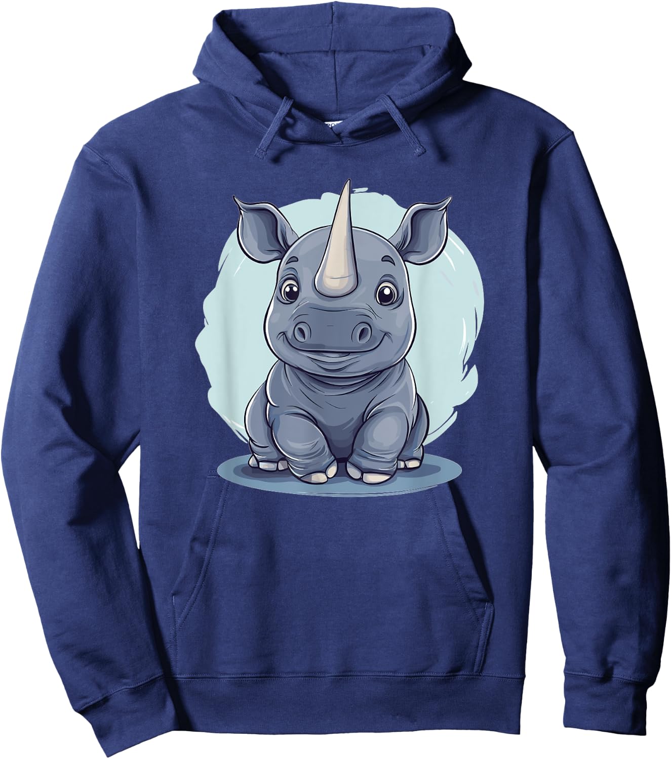Cute Baby Rhino Illustration Hoodie - Hoodie | Navy
