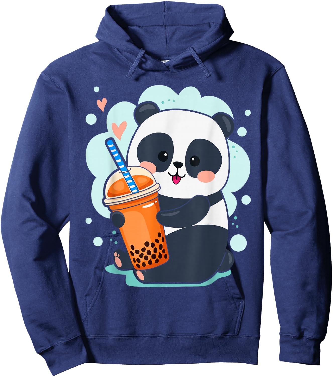 Kawaii Panda Anime Boba Drink Bubble Tea Tapioca Small Hoodie - Hoodie | Navy