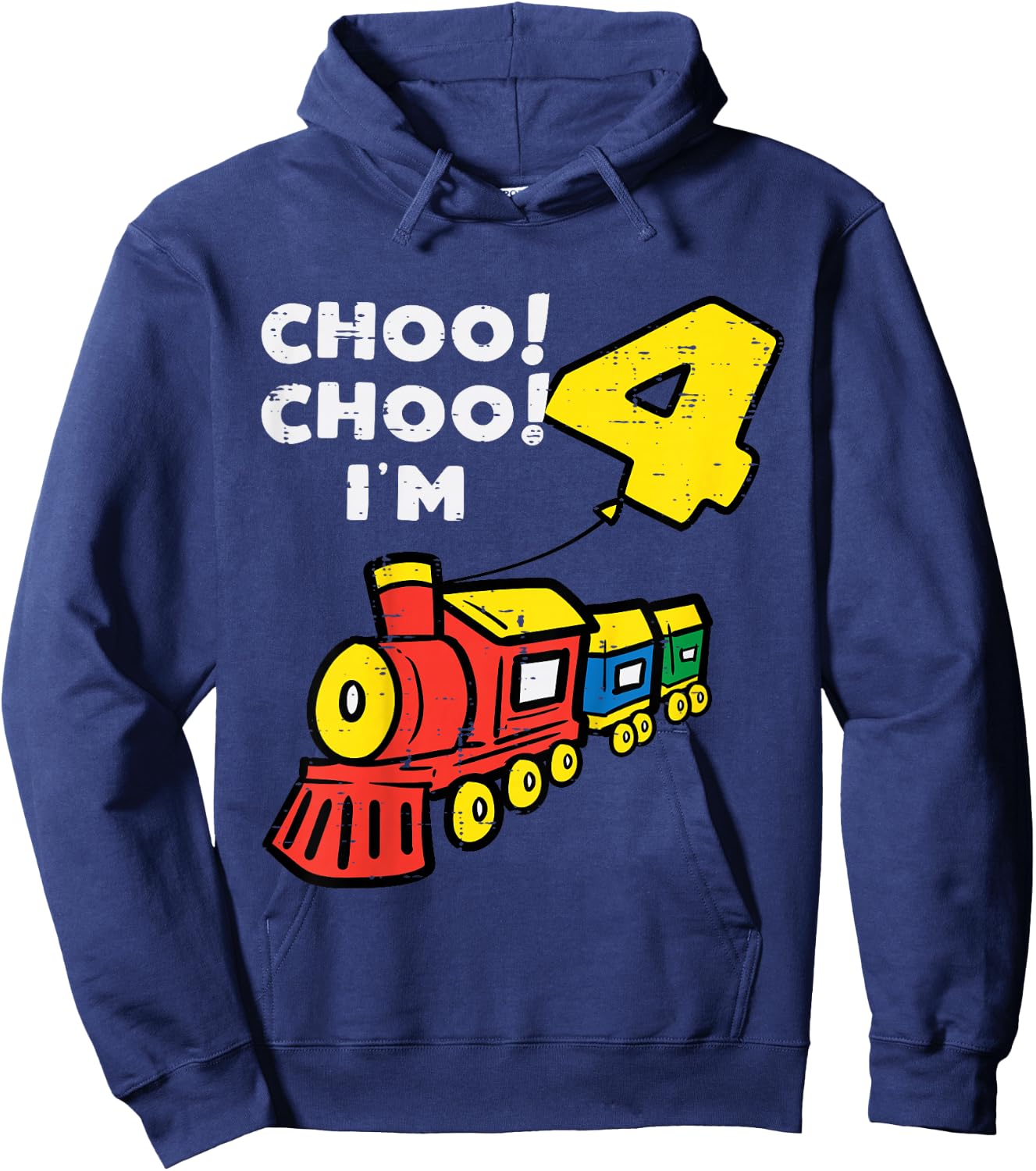 Kids 4th Birthday Train Choo Choo Im 4 Year Old Bday Boys Kids Hoodie - Hoodie | Navy