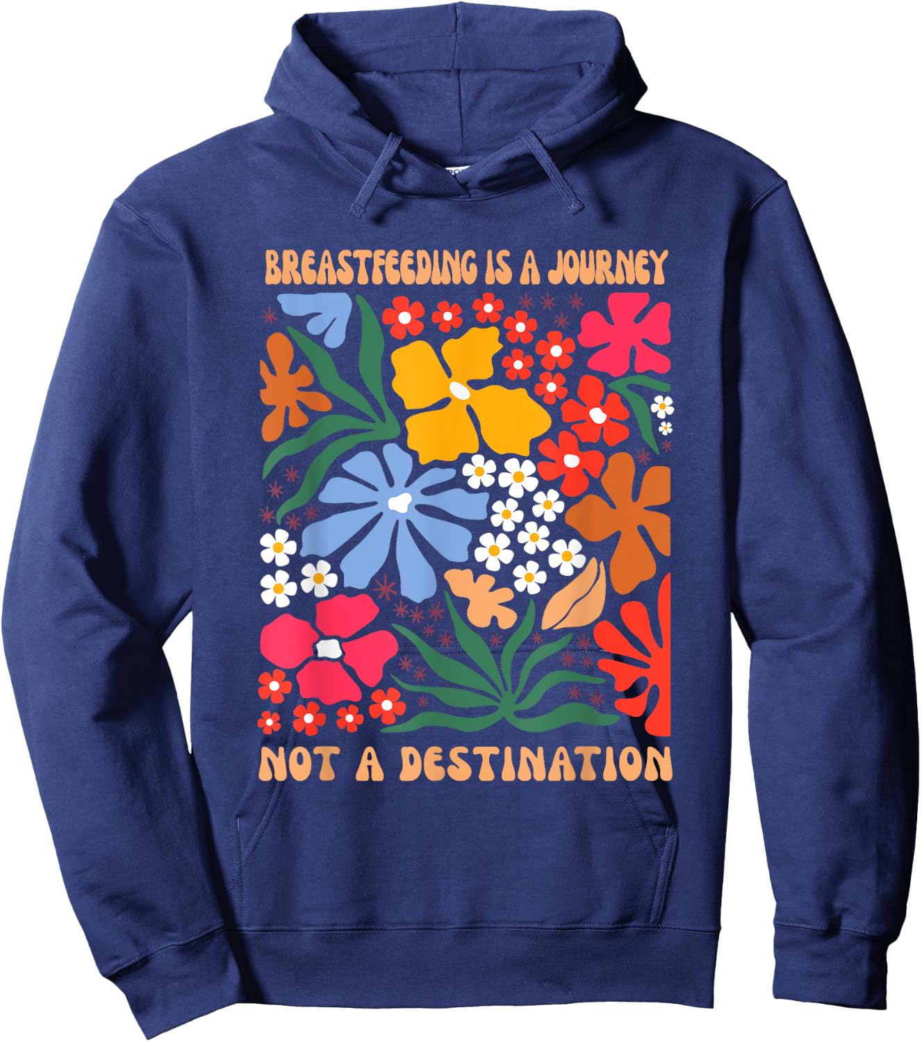 Lactivist IBCLC Breastfeeding Consultant Women's Floral Boho Black , Small, Short Sleeve Hoodie - Hoodie | Navy